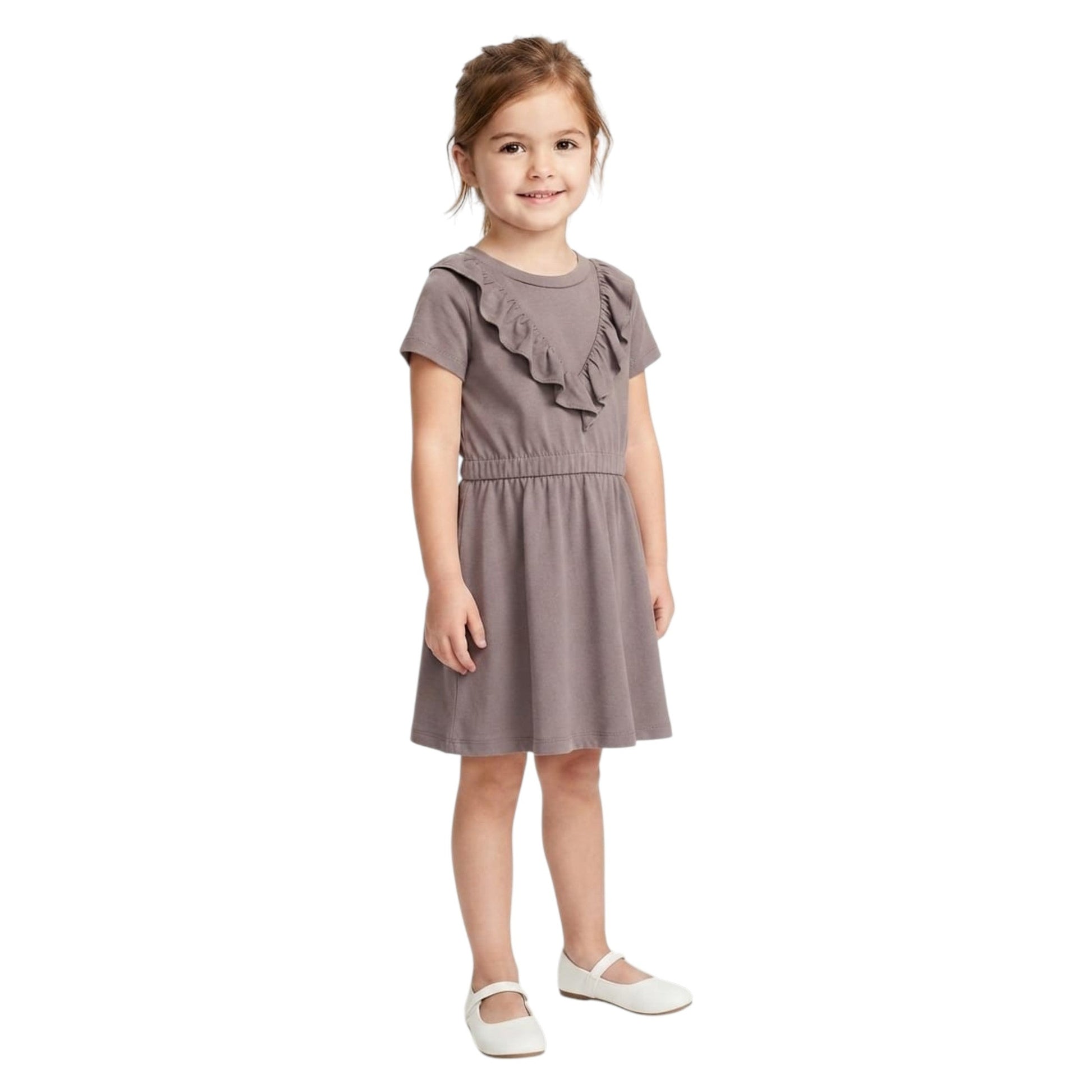 Kids Girl's Plain Dress,Brown