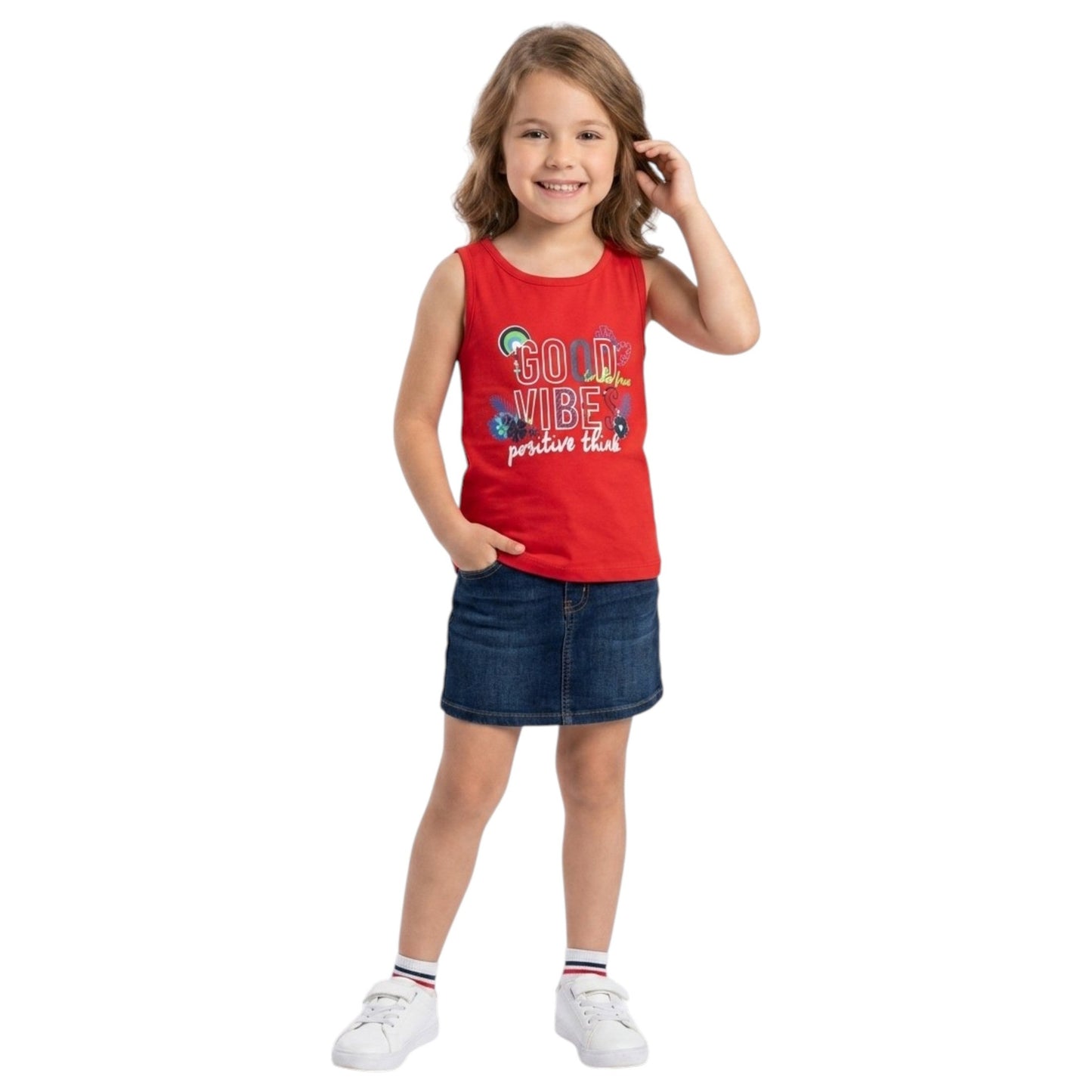 Kids Girl's Printed Top,Red