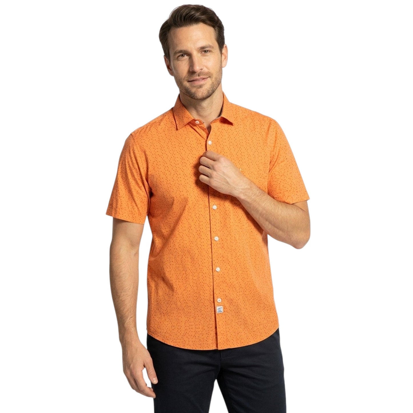 Men's Printed Dress-Shirt,Orange