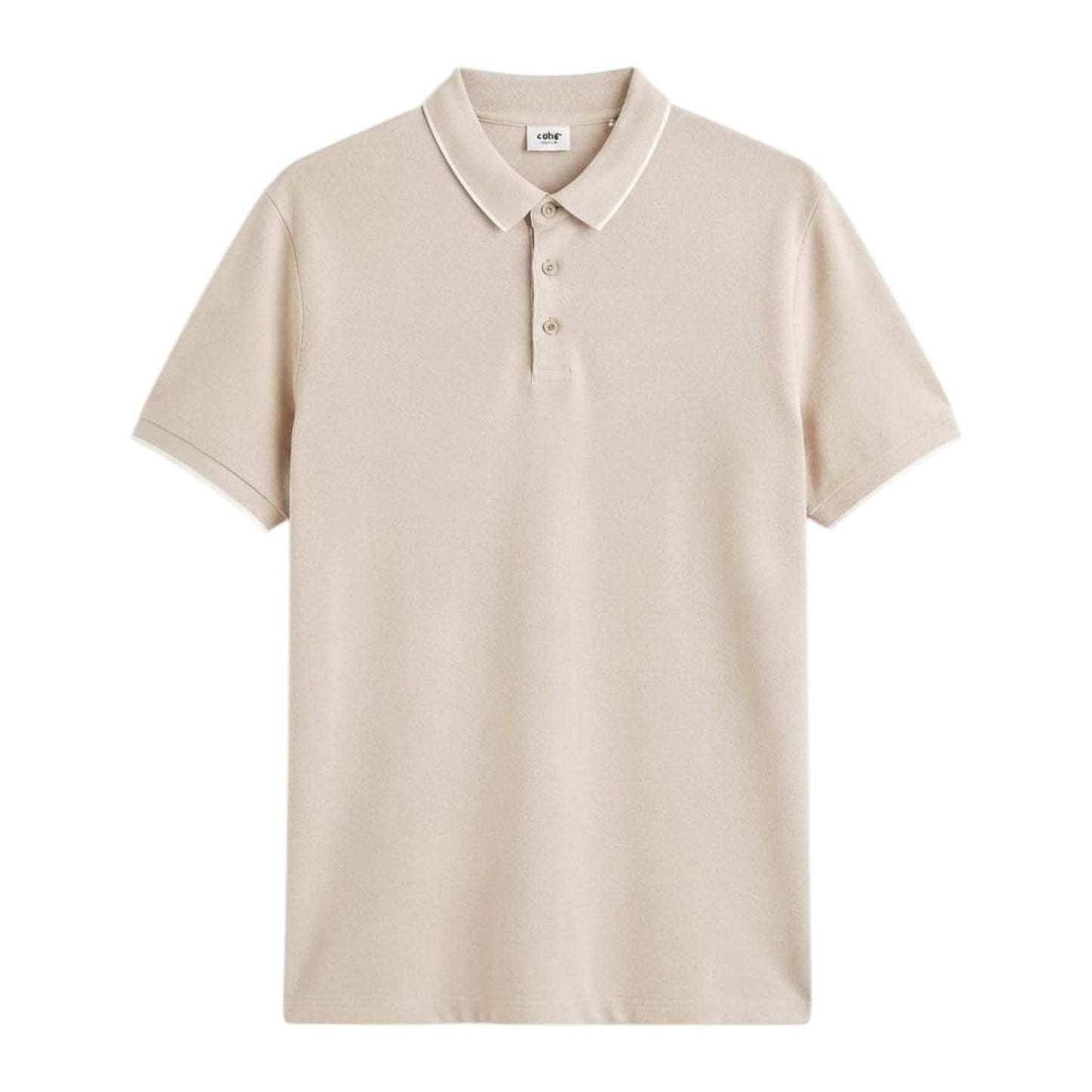 Men's Textured Polo Top,Beige