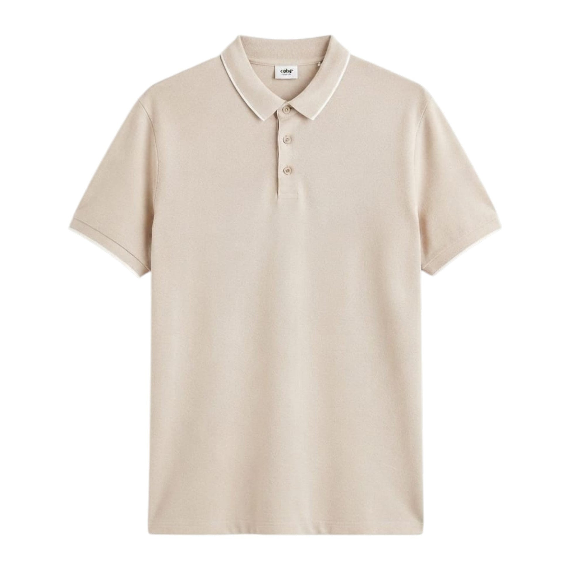 Men's Textured Polo Top,Beige