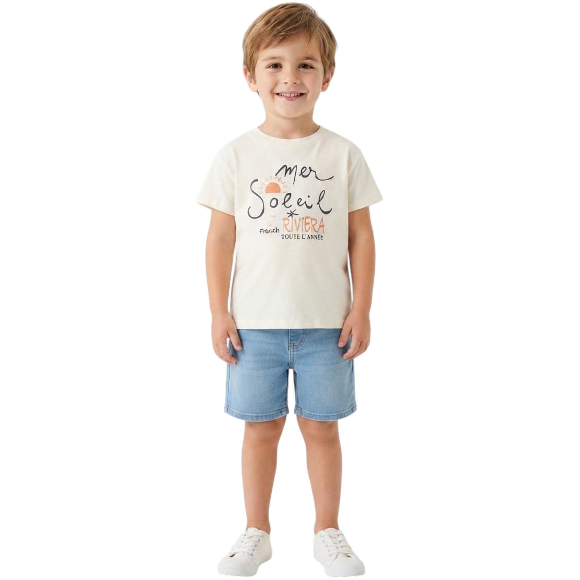 Kids Boy's Printed Top,Light Beige
