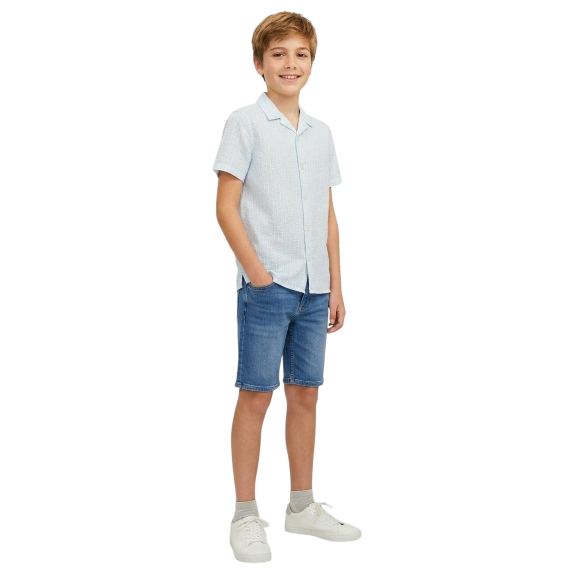 Kids Boy's Textured Dress Shirt,Blue