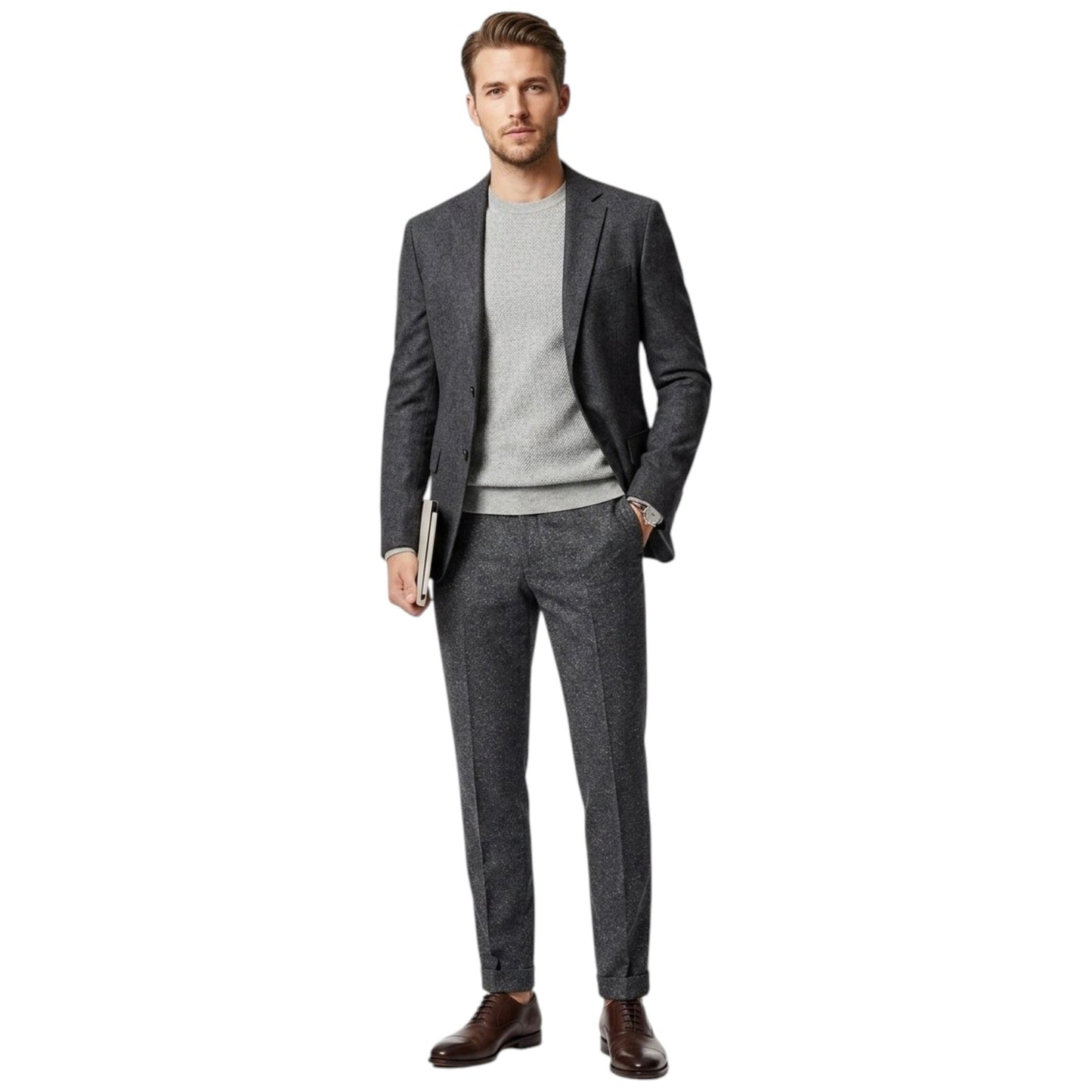 Men's Textured Classic Pants,Grey