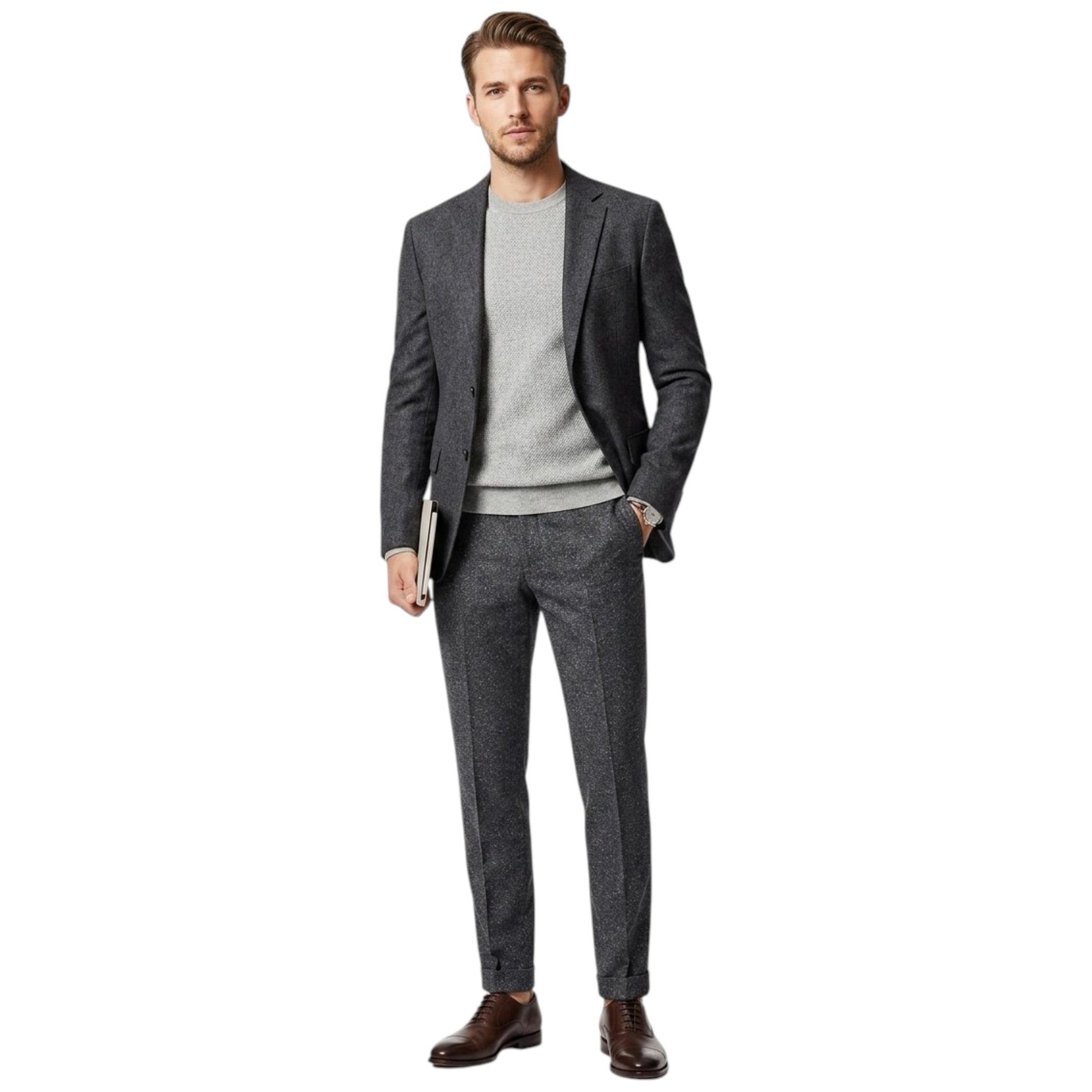 Men's Textured Classic Pants,Grey