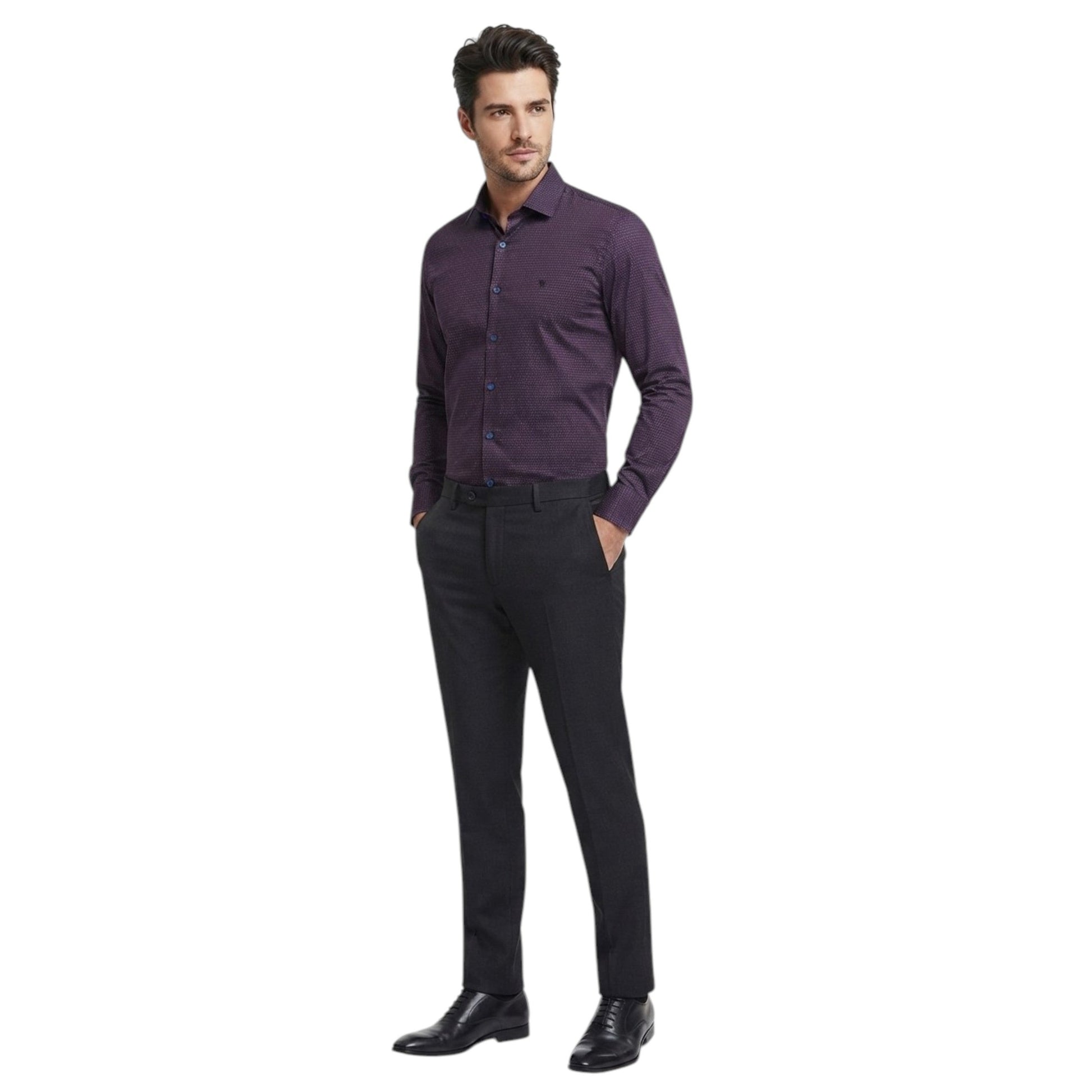 Men's Printed Dress Shirt,Purple