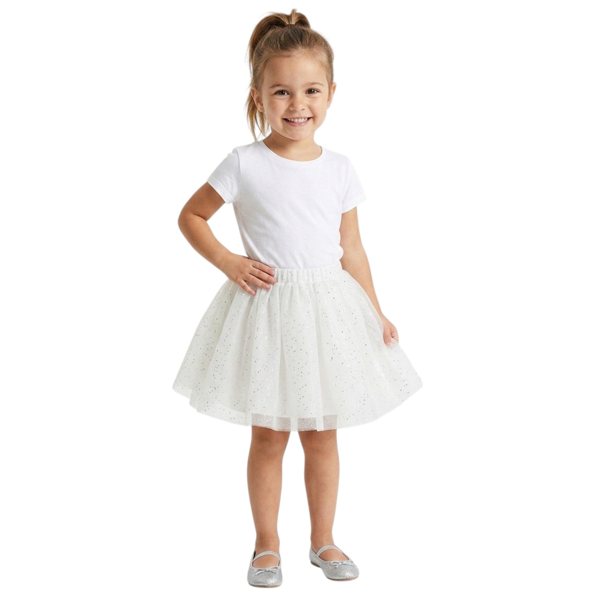 Girl's Textured Skirt,White
