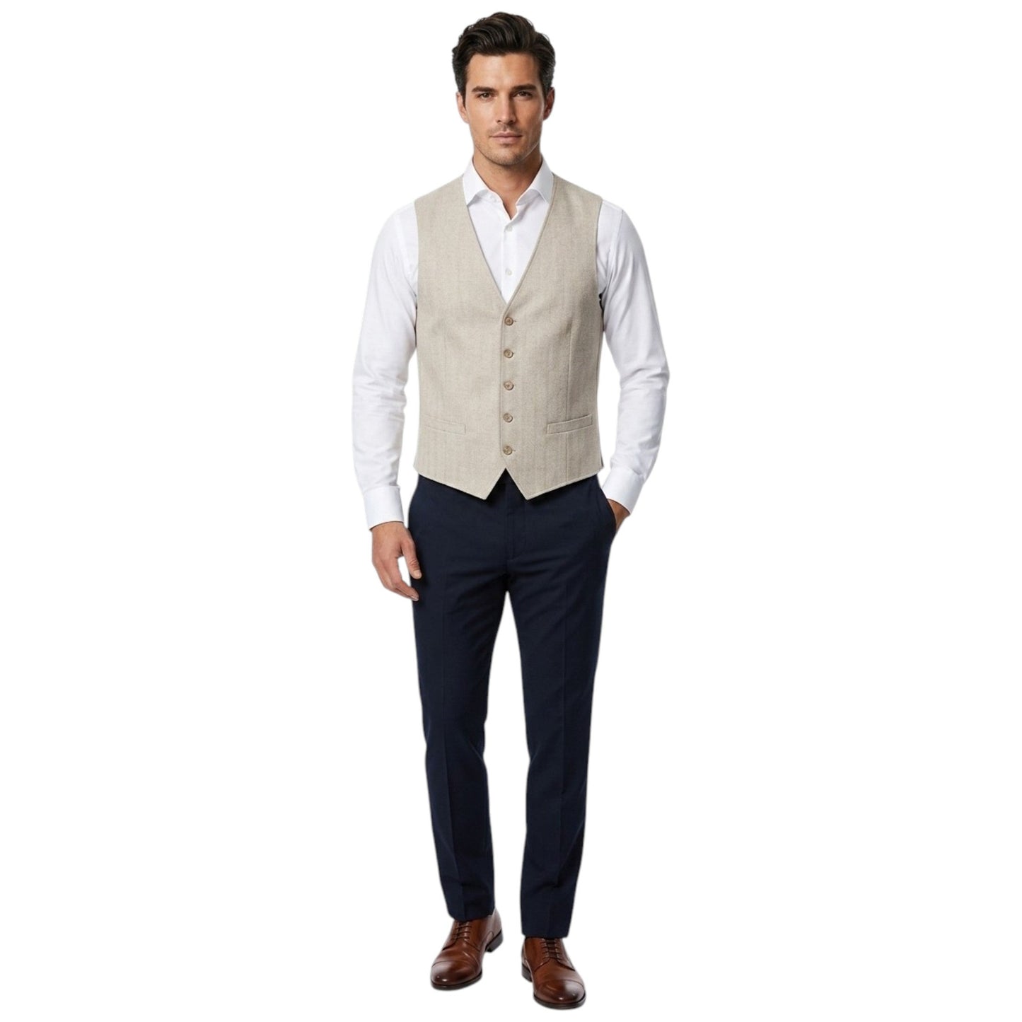 Men's Textured Vest,Beige