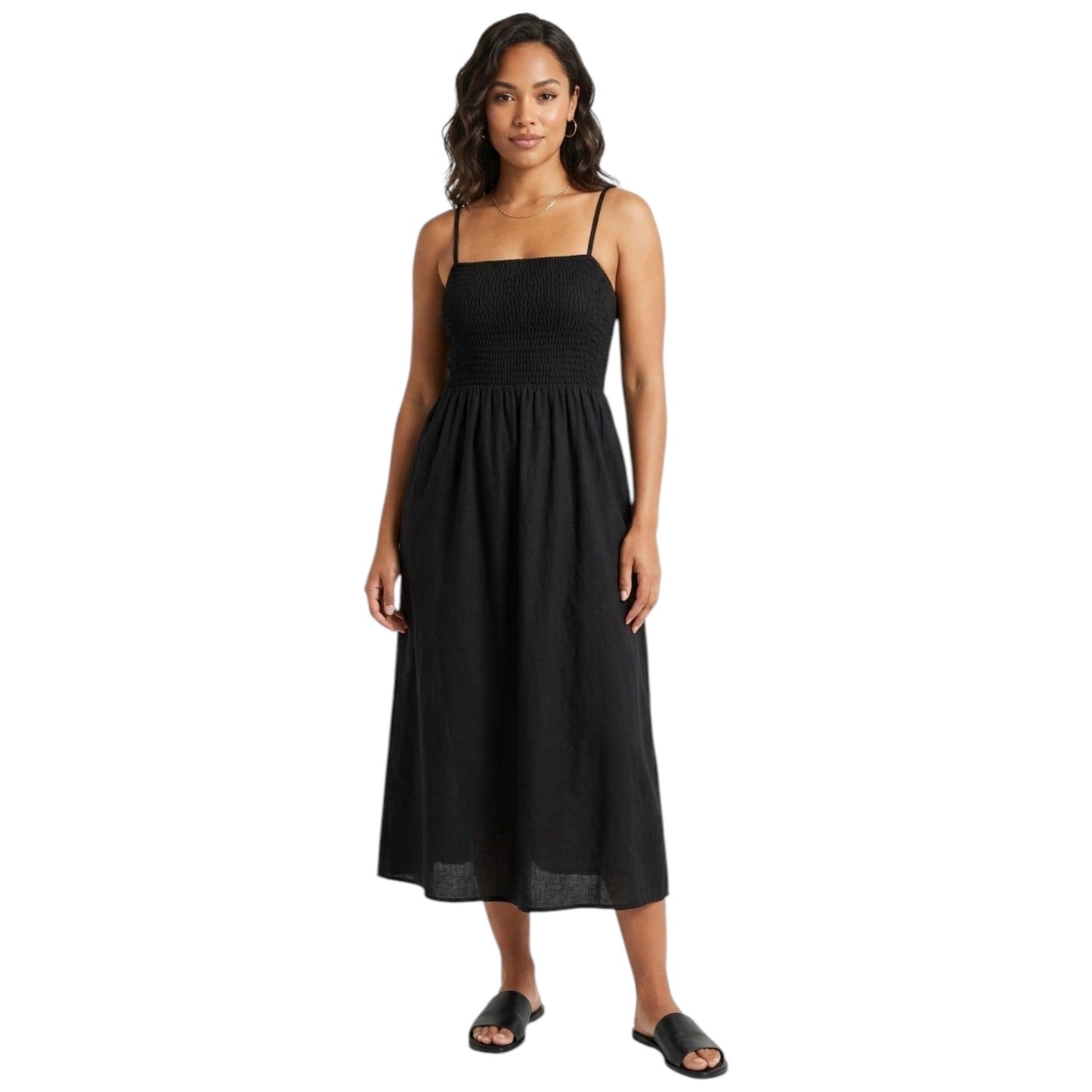 Women's Smocked Dress,Black