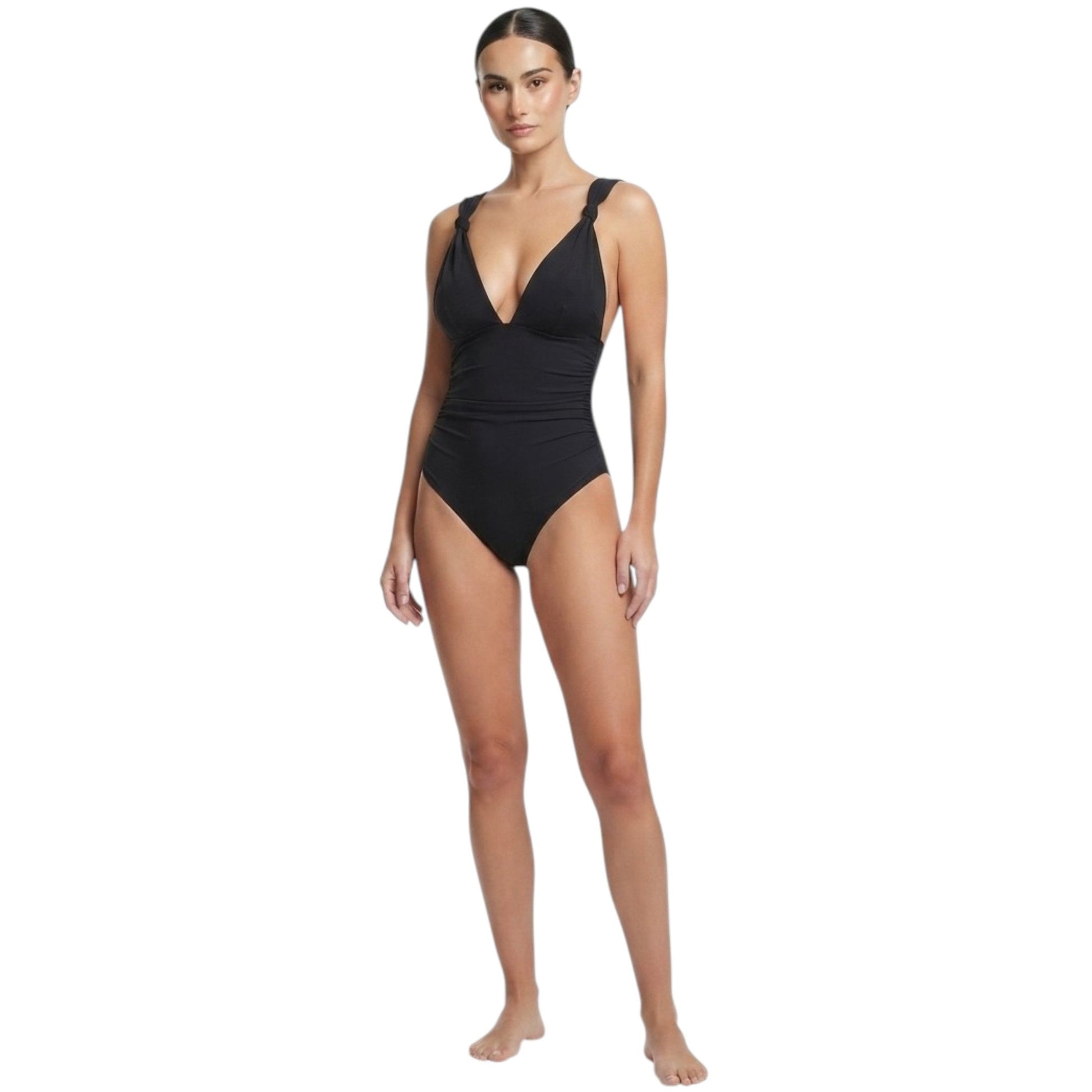 Women's Plain Solid One Pieces Swimsuit,Black