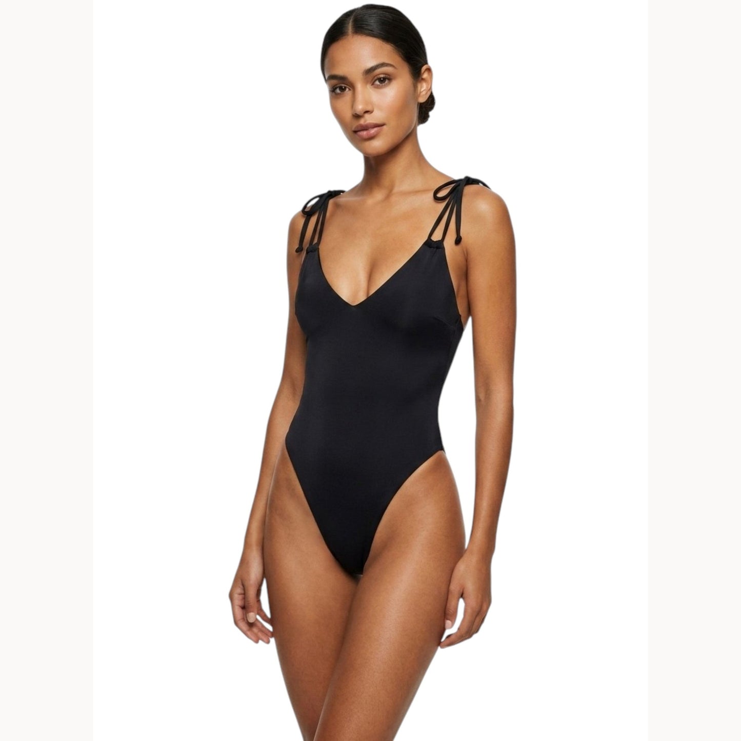 Women's Plain Solid One Pieces Swimsuit,Black