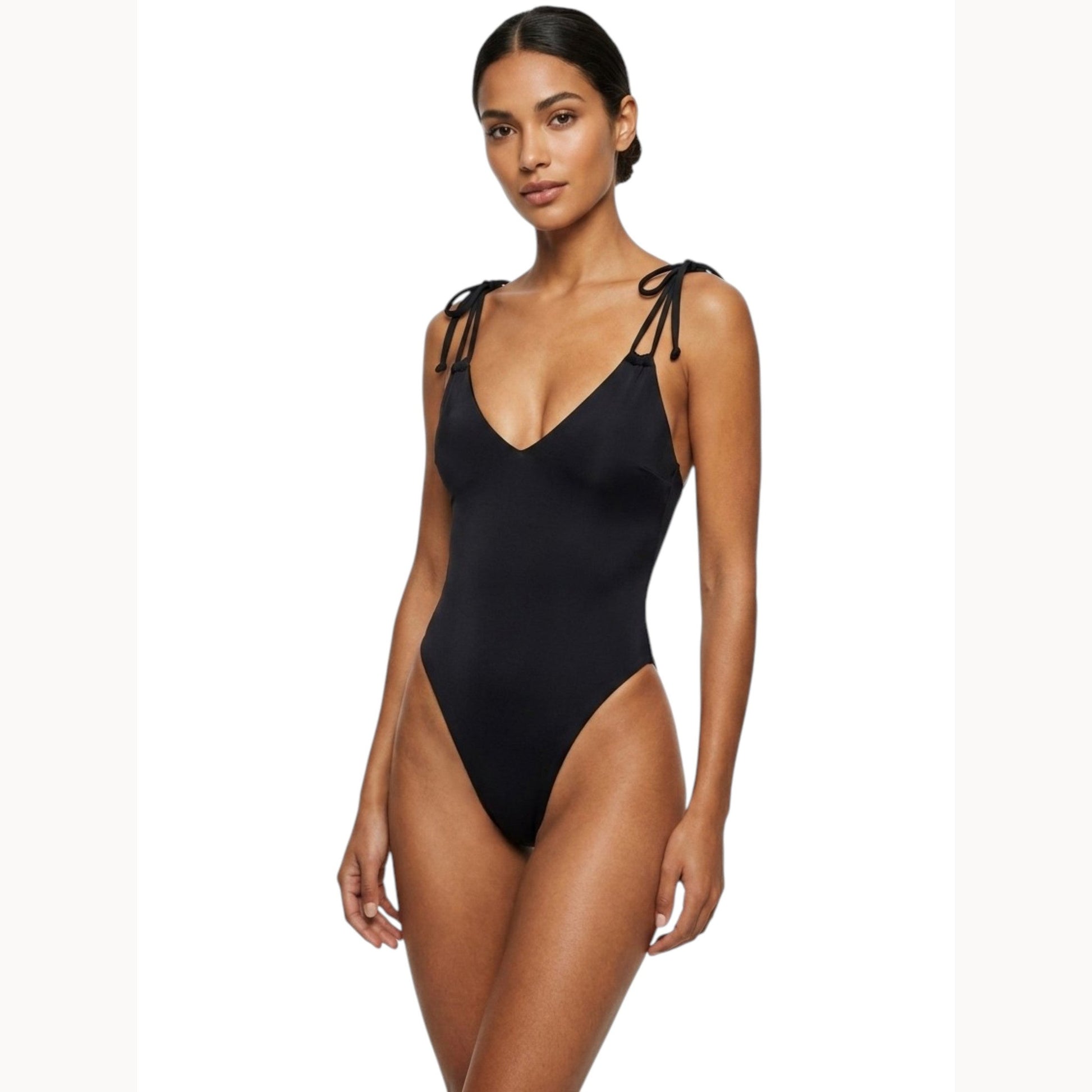 Women's Plain Solid One Pieces Swimsuit,Black