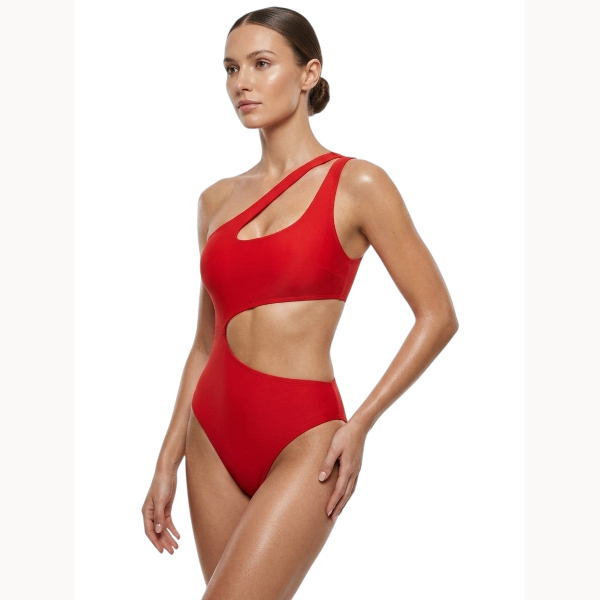Women's Plain Solid One Pieces Swimsuit,Red