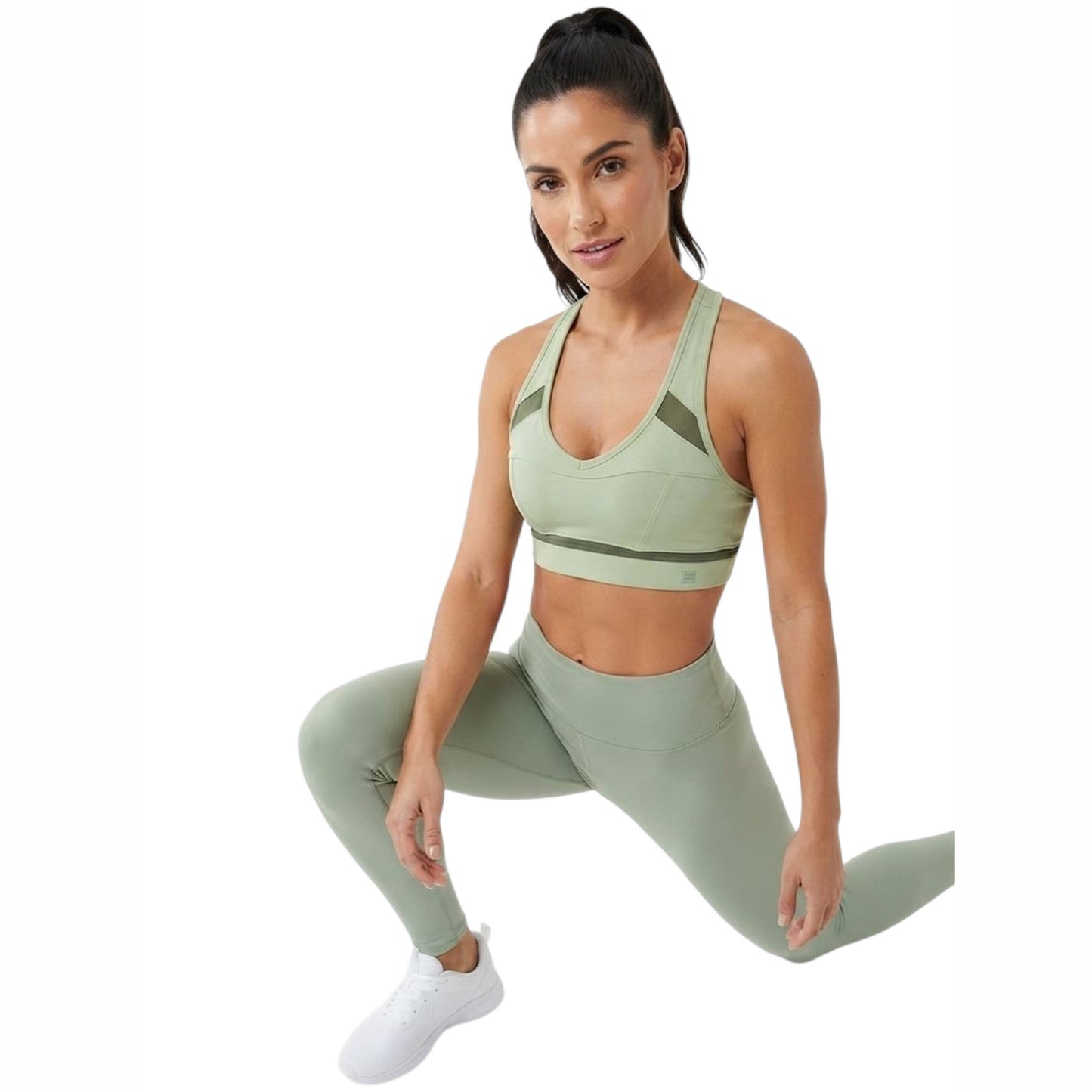 Women's  ColorBlocked Sport Crop Top,Light Green