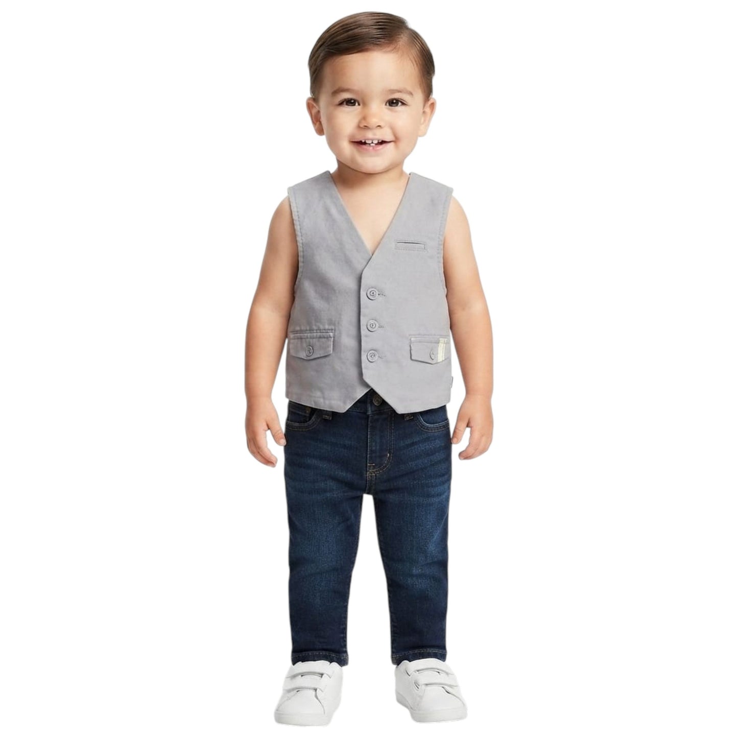 Kids Boy's Textured Vest,Grey