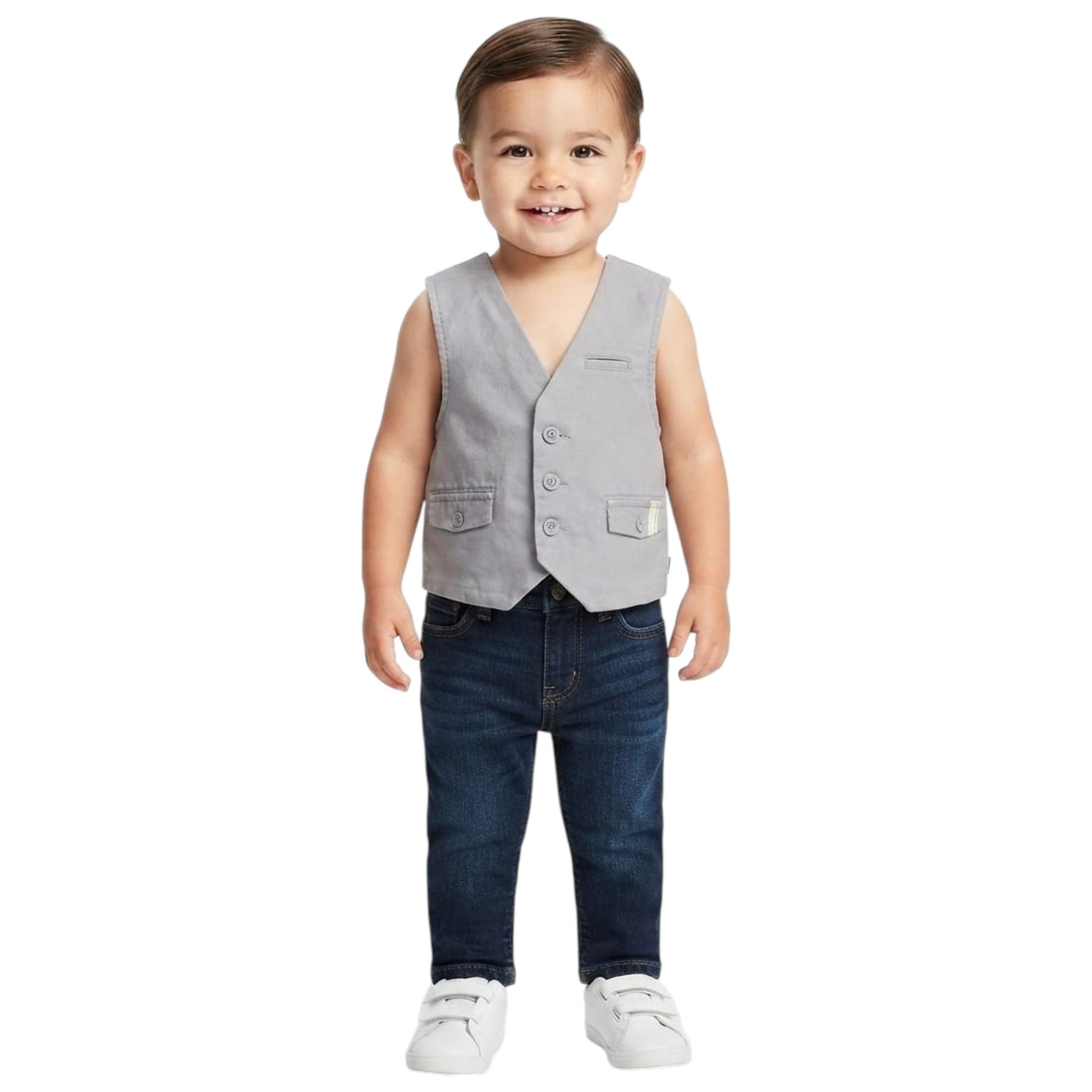 Kids Boy's Textured Vest,Grey