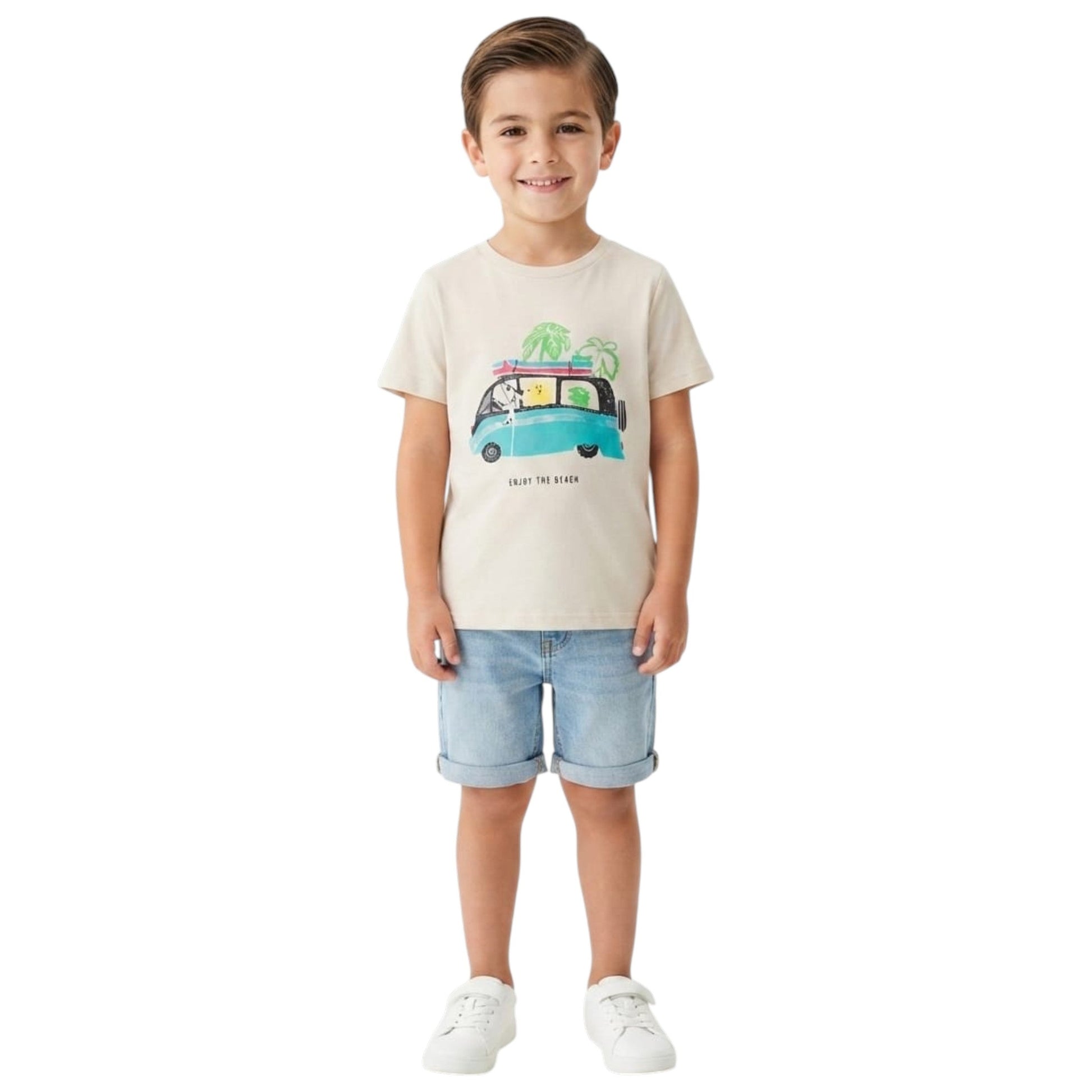 Kids Boy's Printed Top,Beige