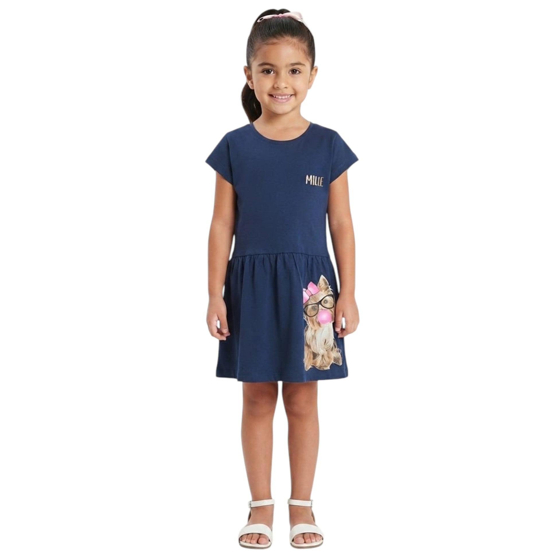 Kids Girl's Printed Dress,Navy