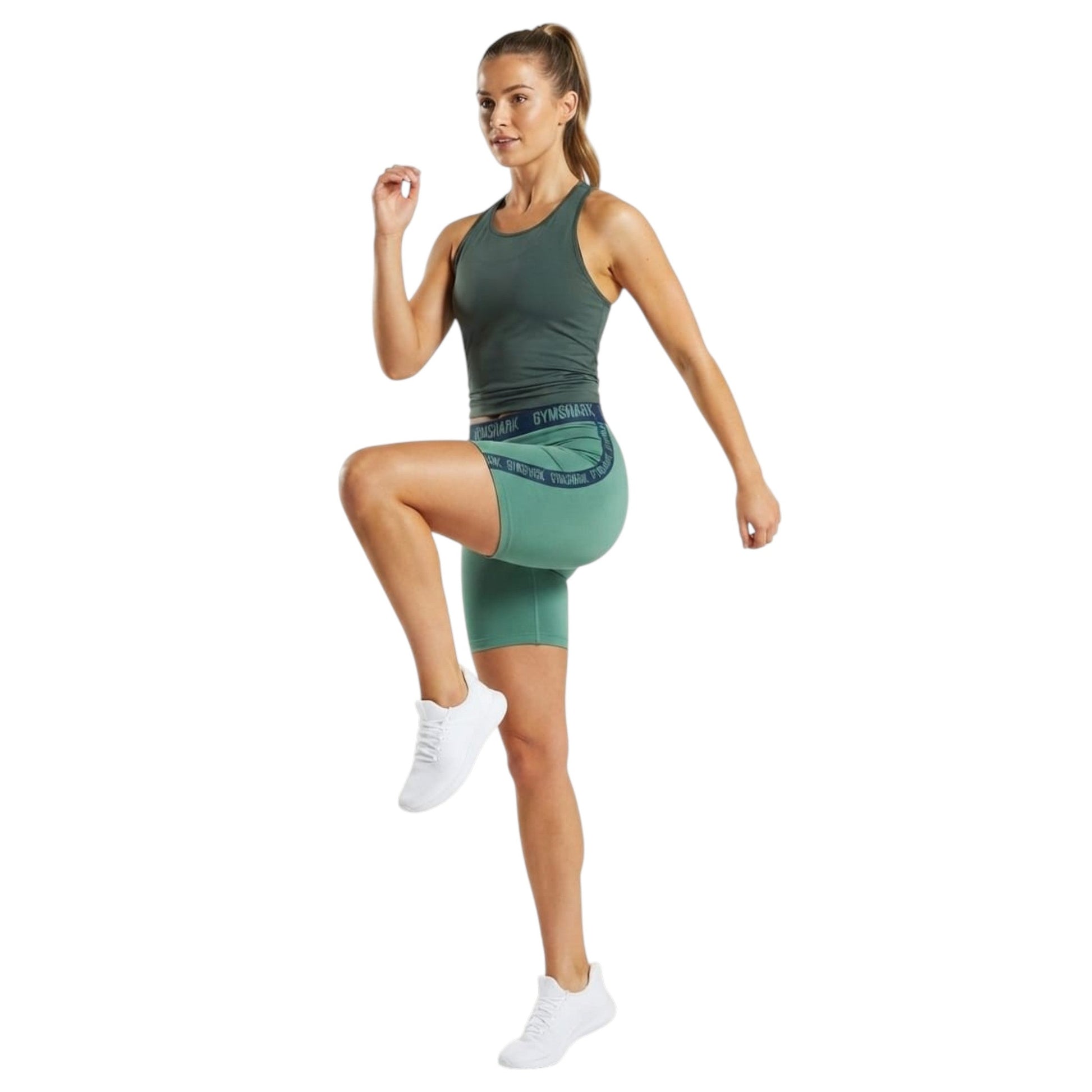 Women's Brand Logo Printed Sport Short Legging,Green