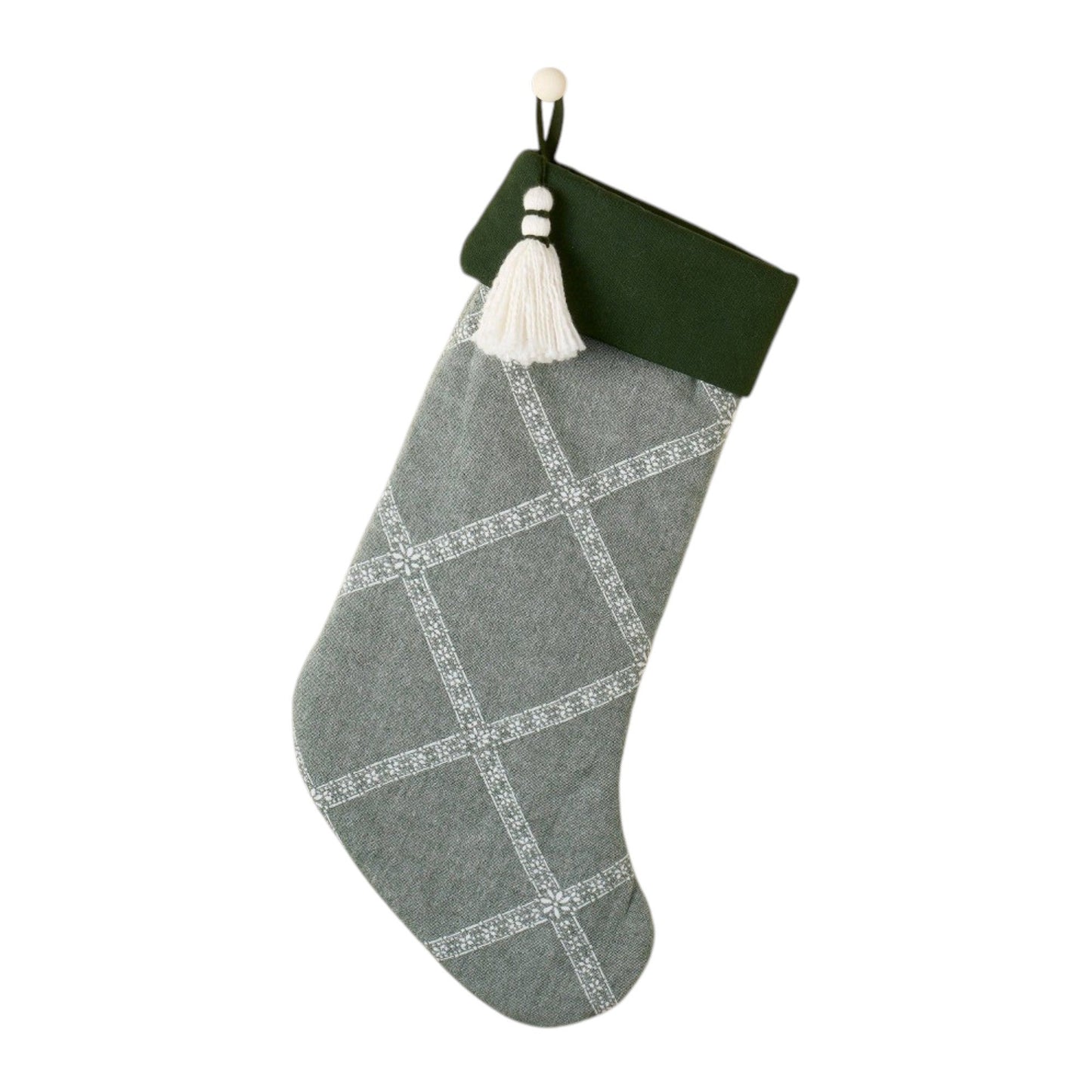 Lattice Woven Christmas Stocking Tonal