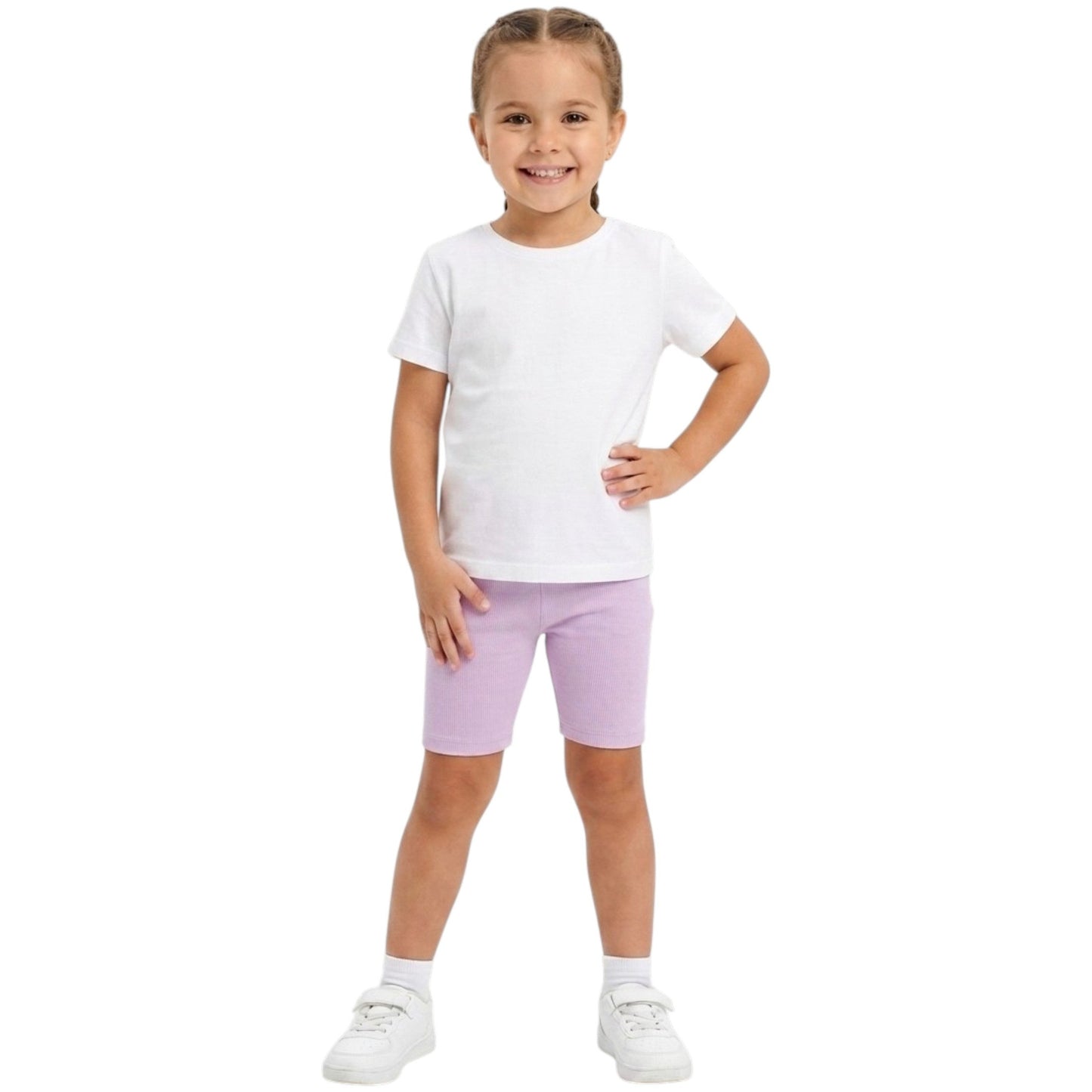Kids Girl's Ribbed Short,Light Mauve