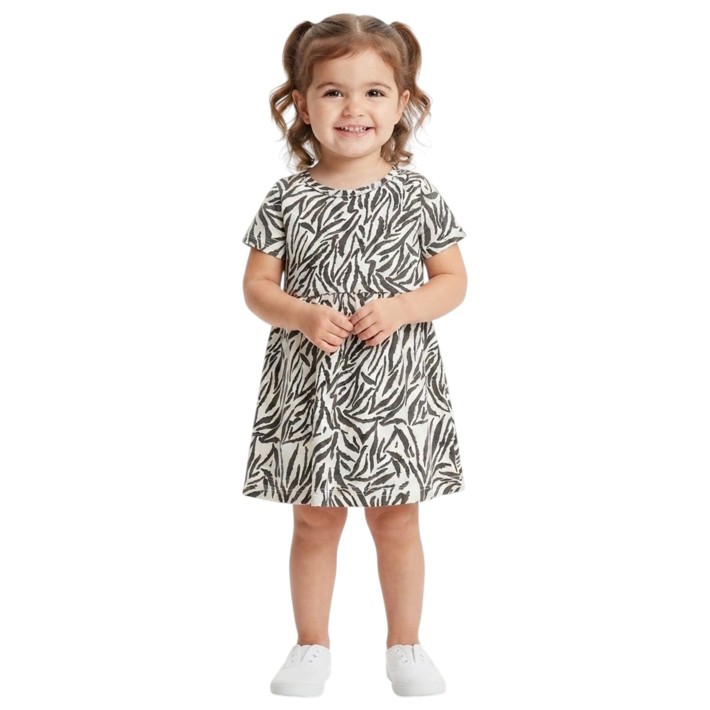 Kids Girl's Printed Dress,White
