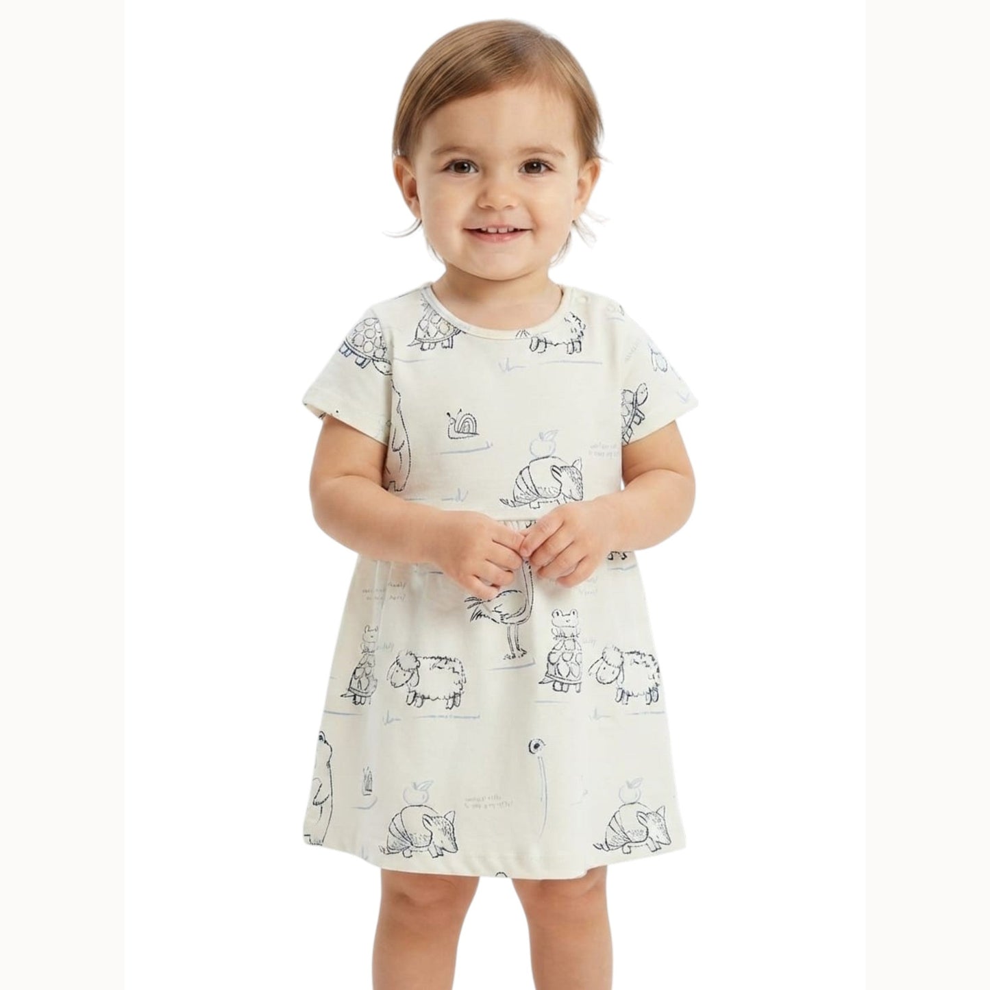 Kids Girl's Printed Dress,White