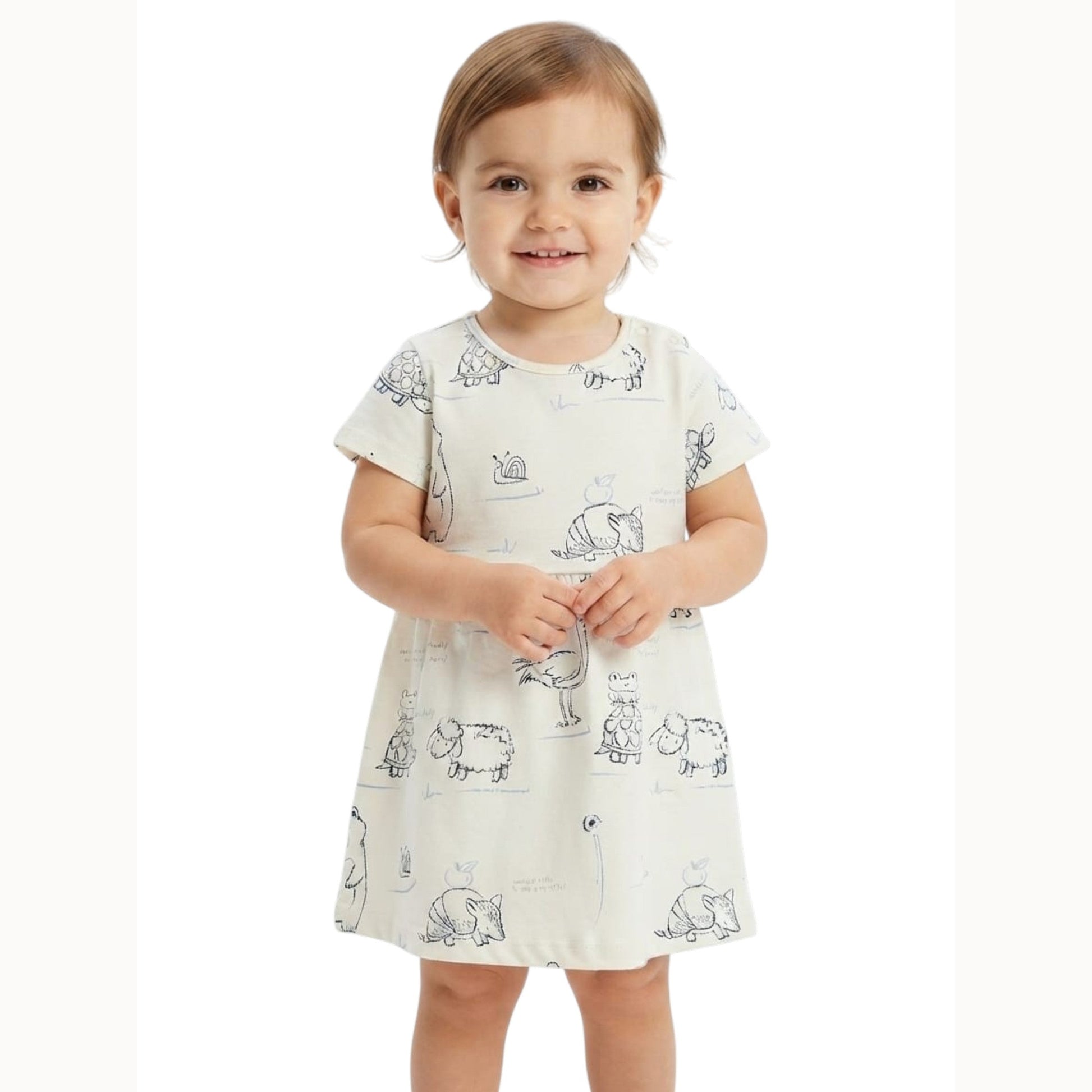 Kids Girl's Printed Dress,White