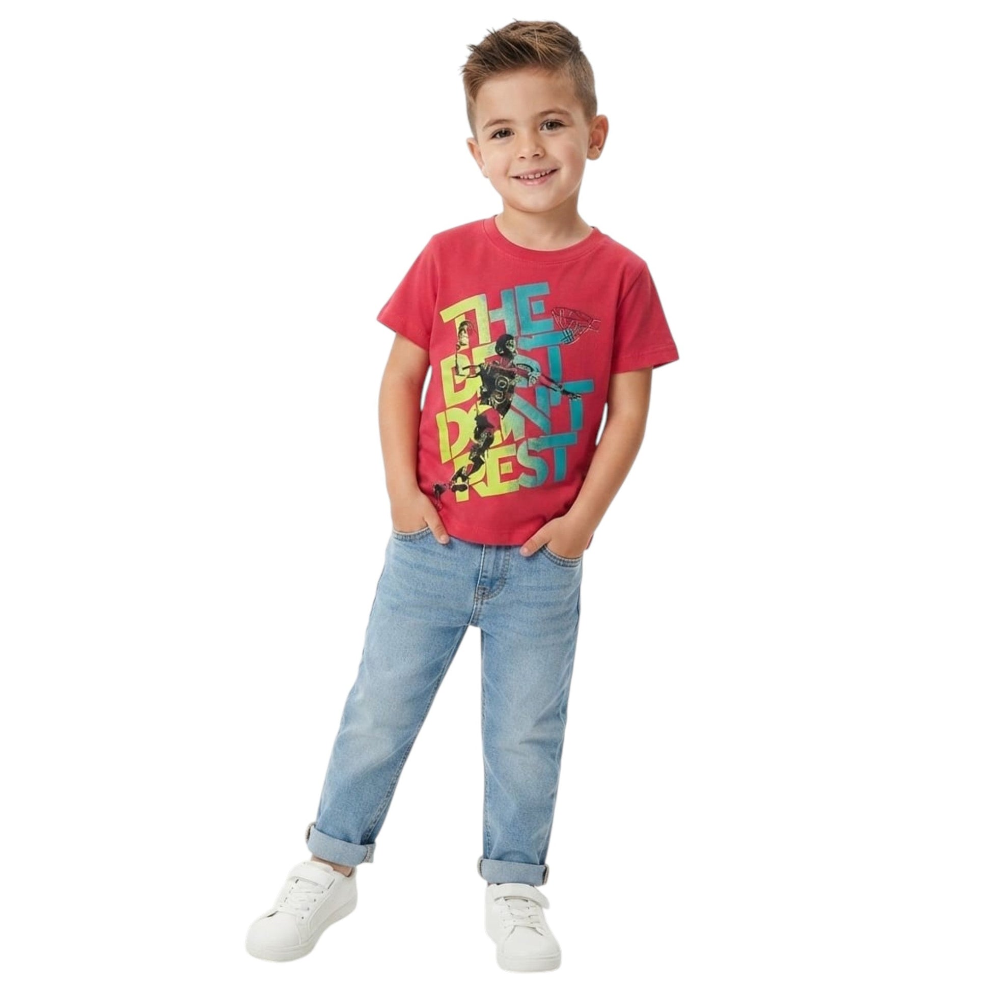 Kids Boy's Printed Top,Red
