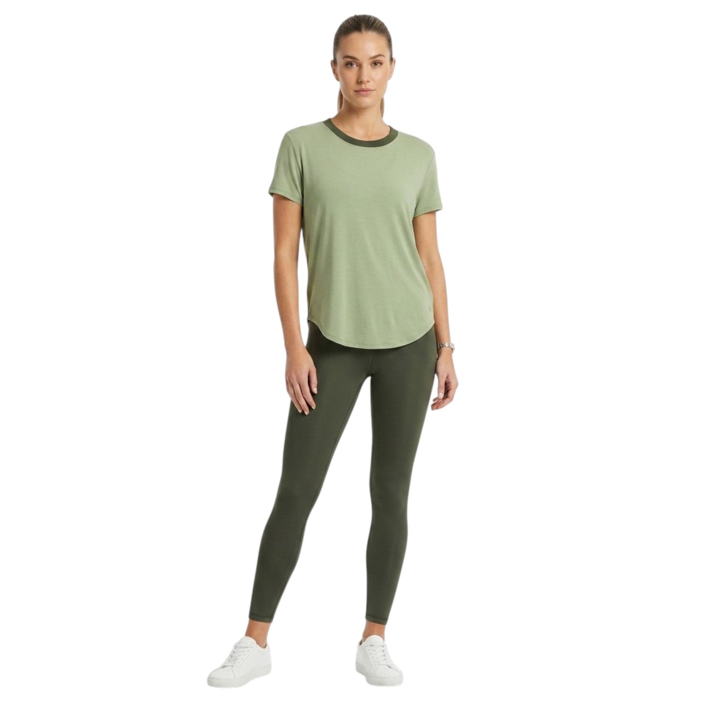 Women's Plain Solid Sport Top Open Back,Green