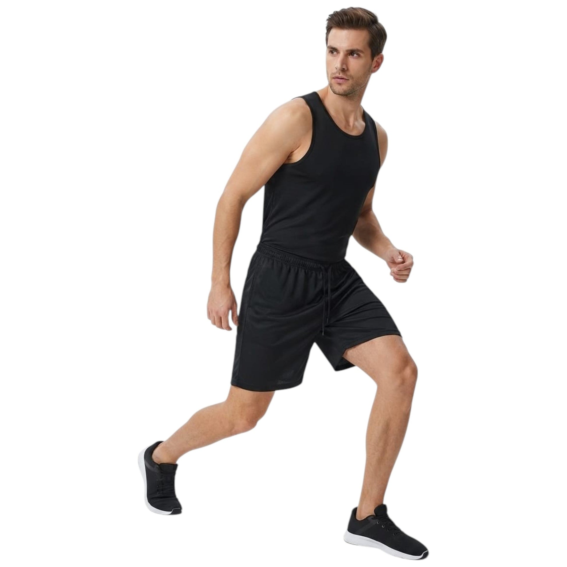 Men's Plain Solid Sport Short,Black