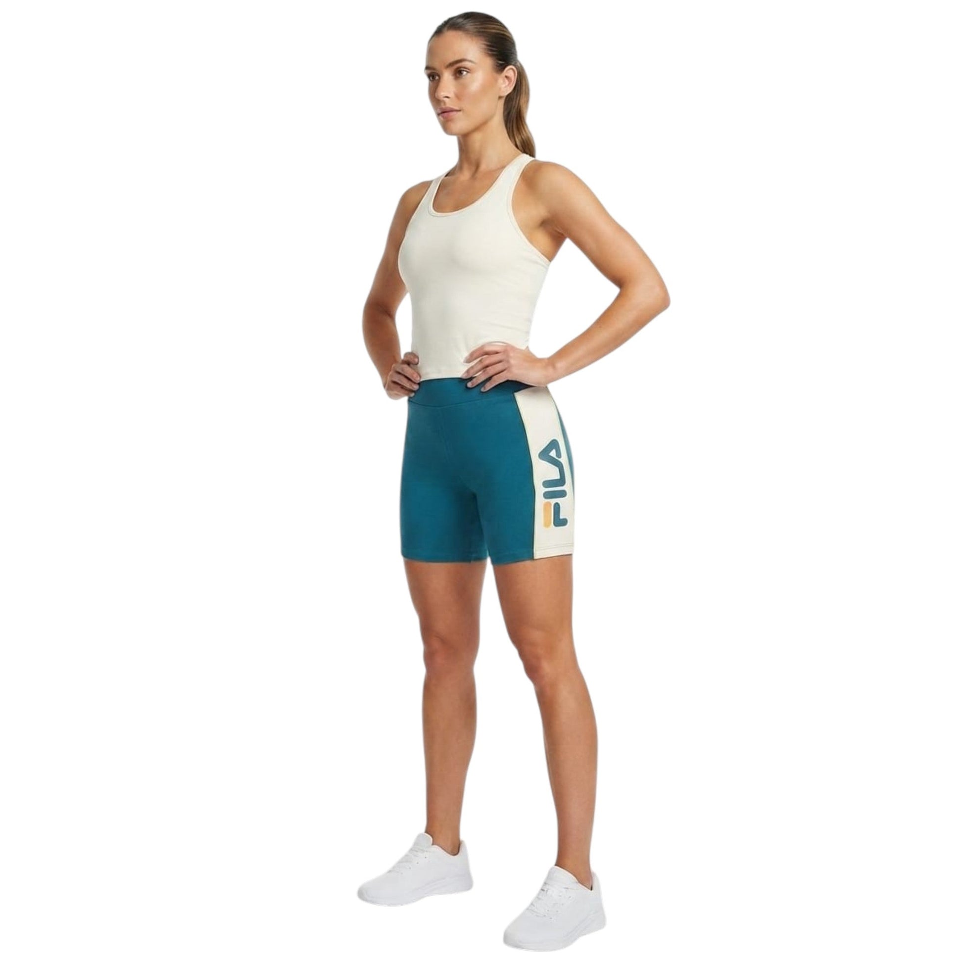 Women's Brand Logo Printed Sport Short,Dark Turquoise