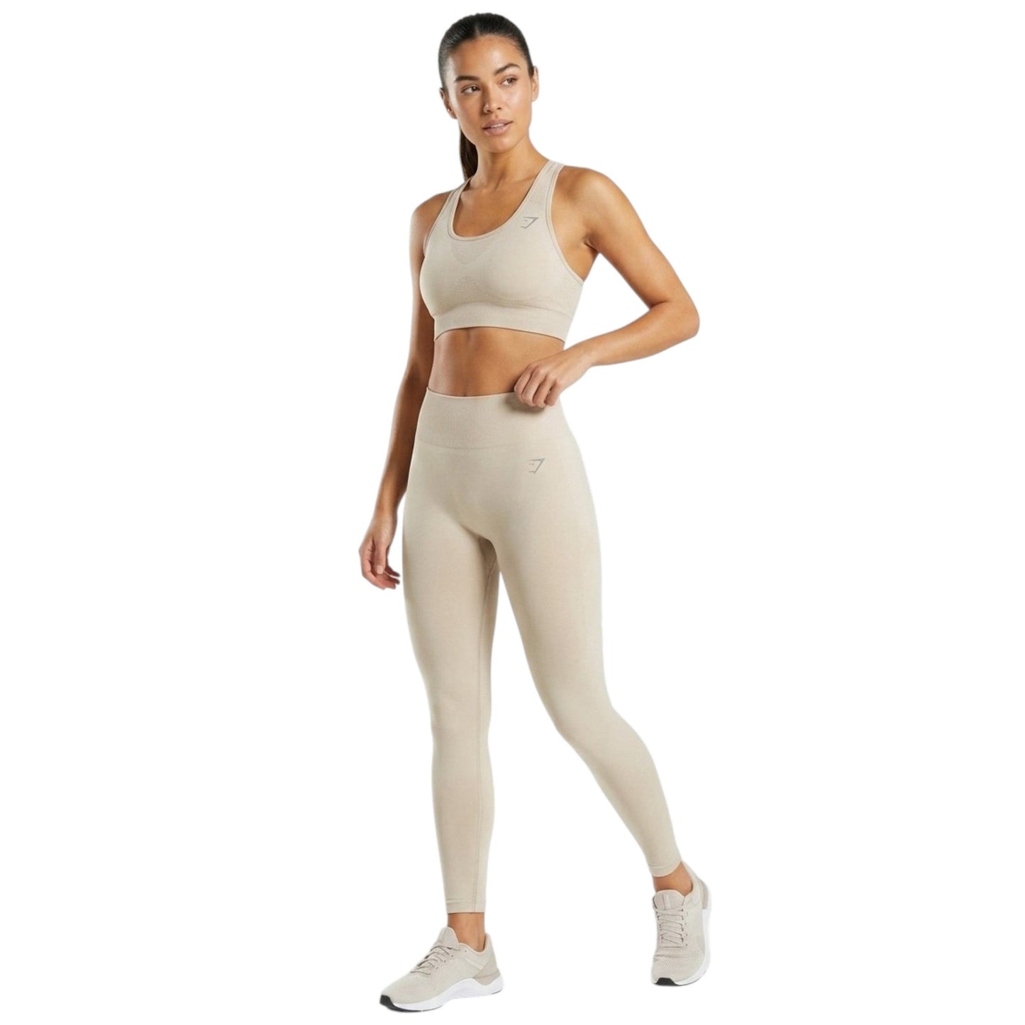 Women's Plain Solid Legging,Beige
