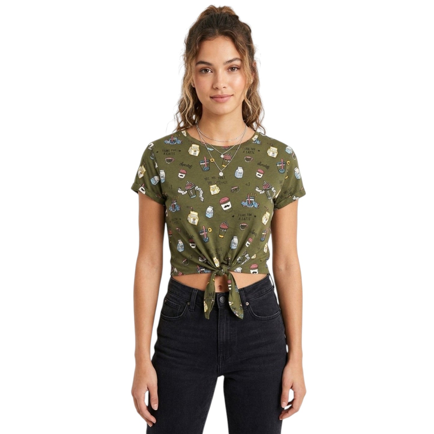 Women's Printed Top,Olive
