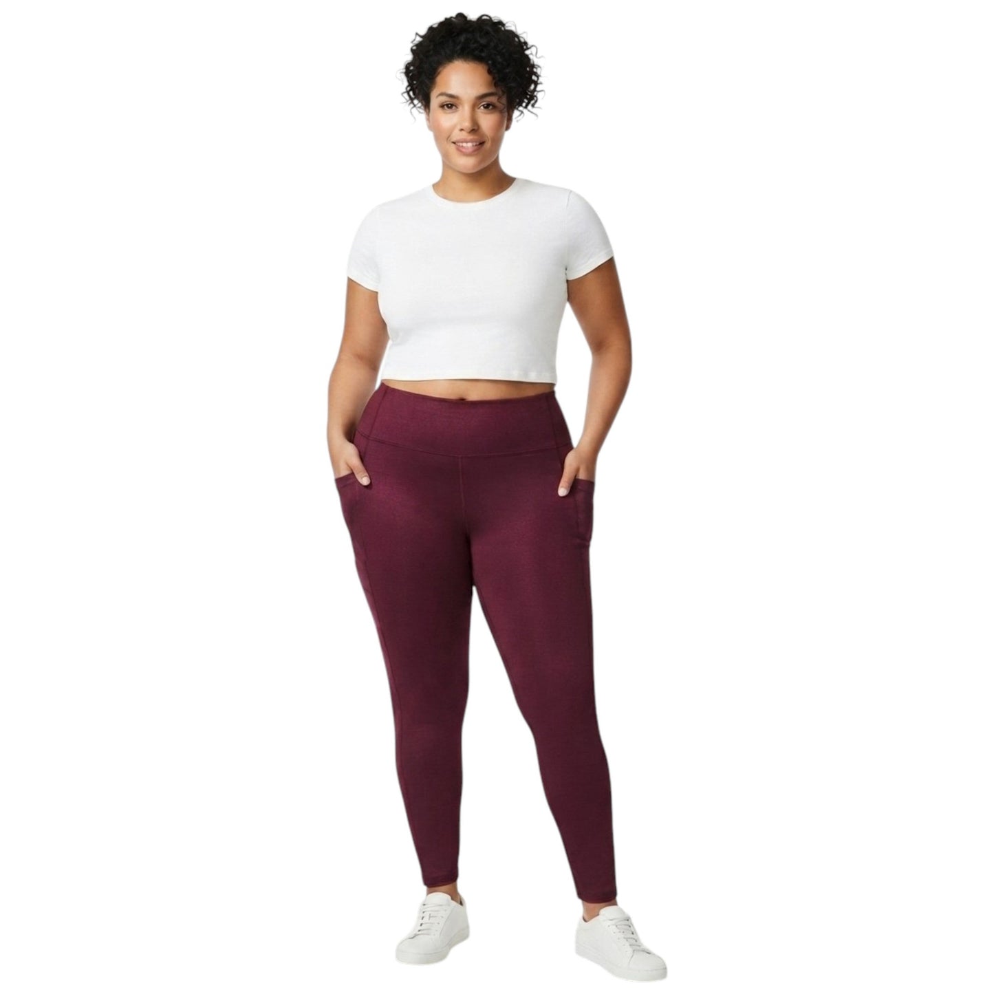 Women's Plain Legging,Burgandy