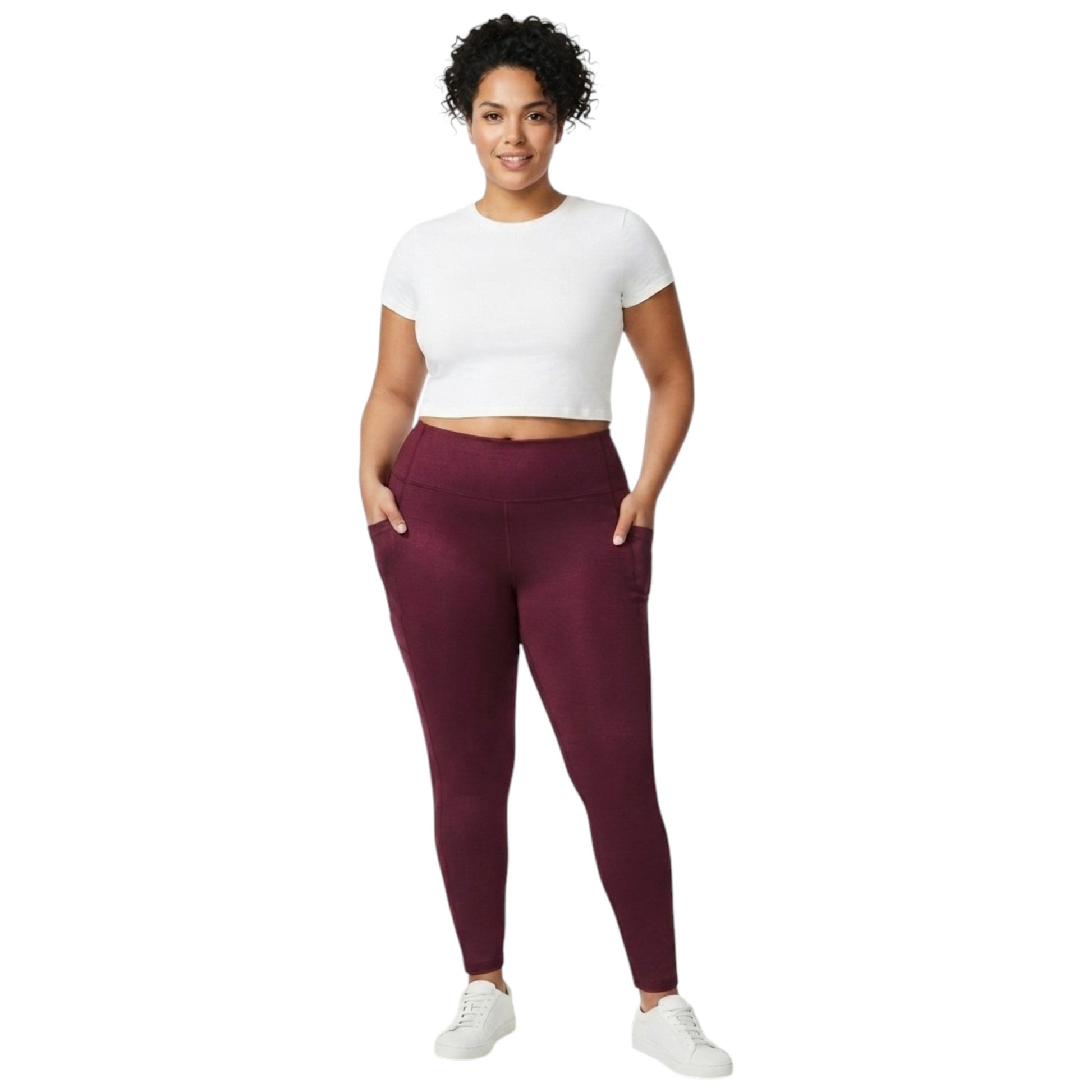 Women's Plain Legging,Burgandy