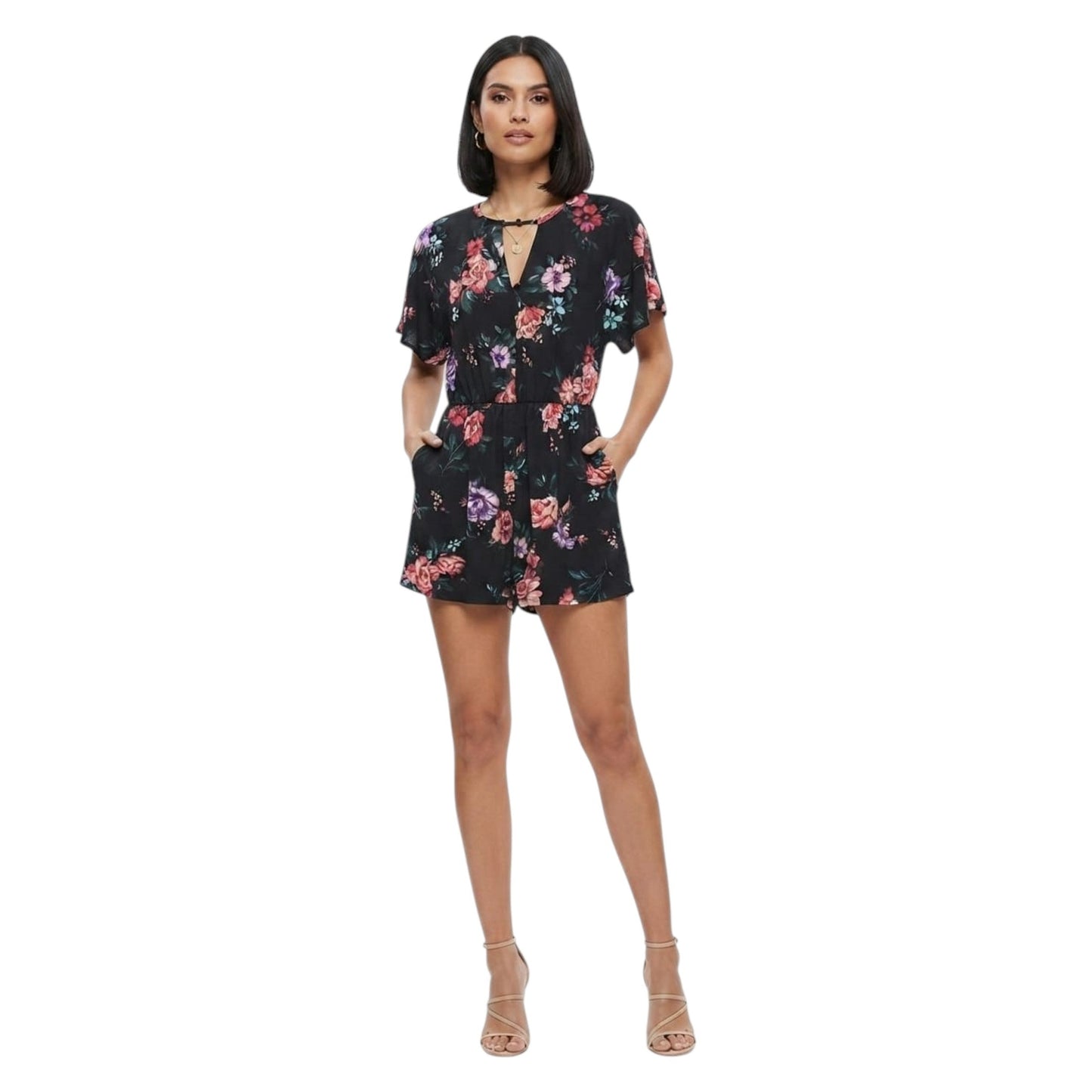 Women's Printed Jumpsuit,Black