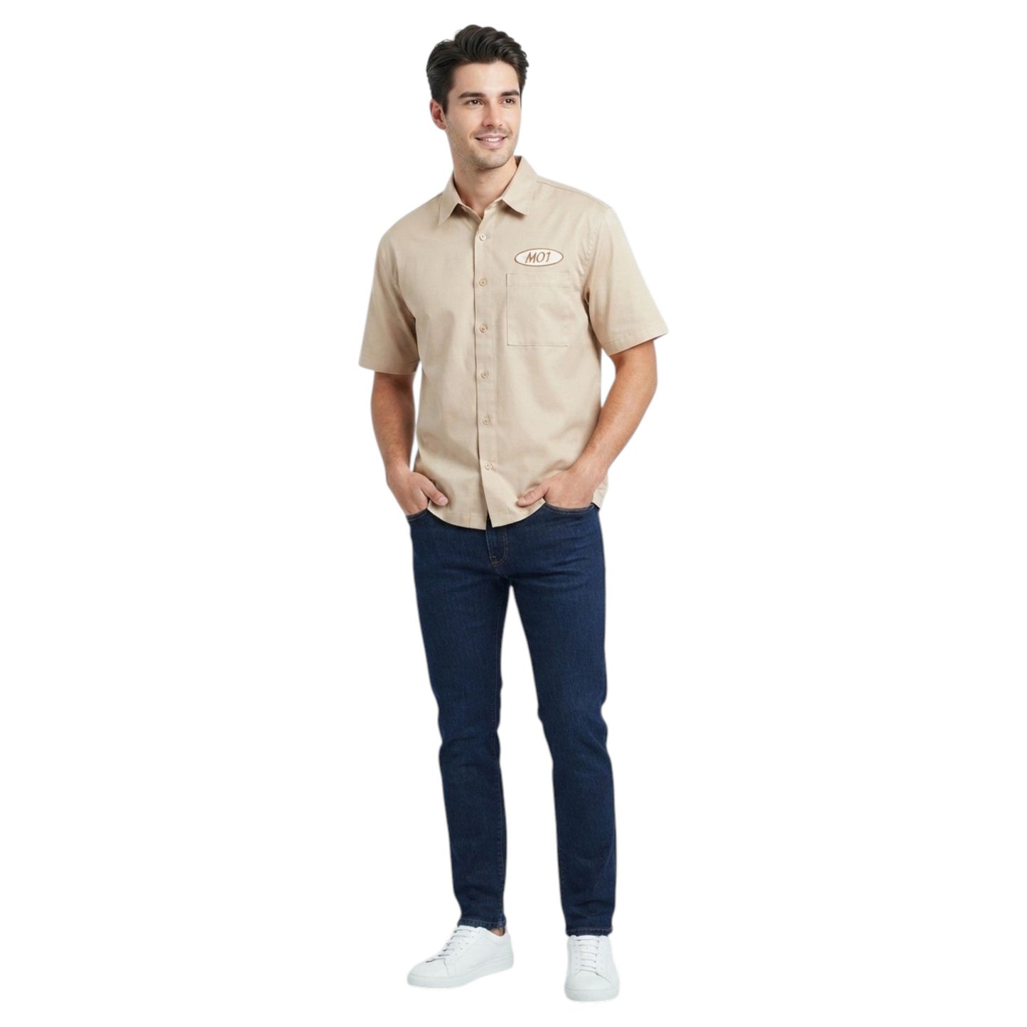 Men's Plain Dress-Shirt,Dark Beige