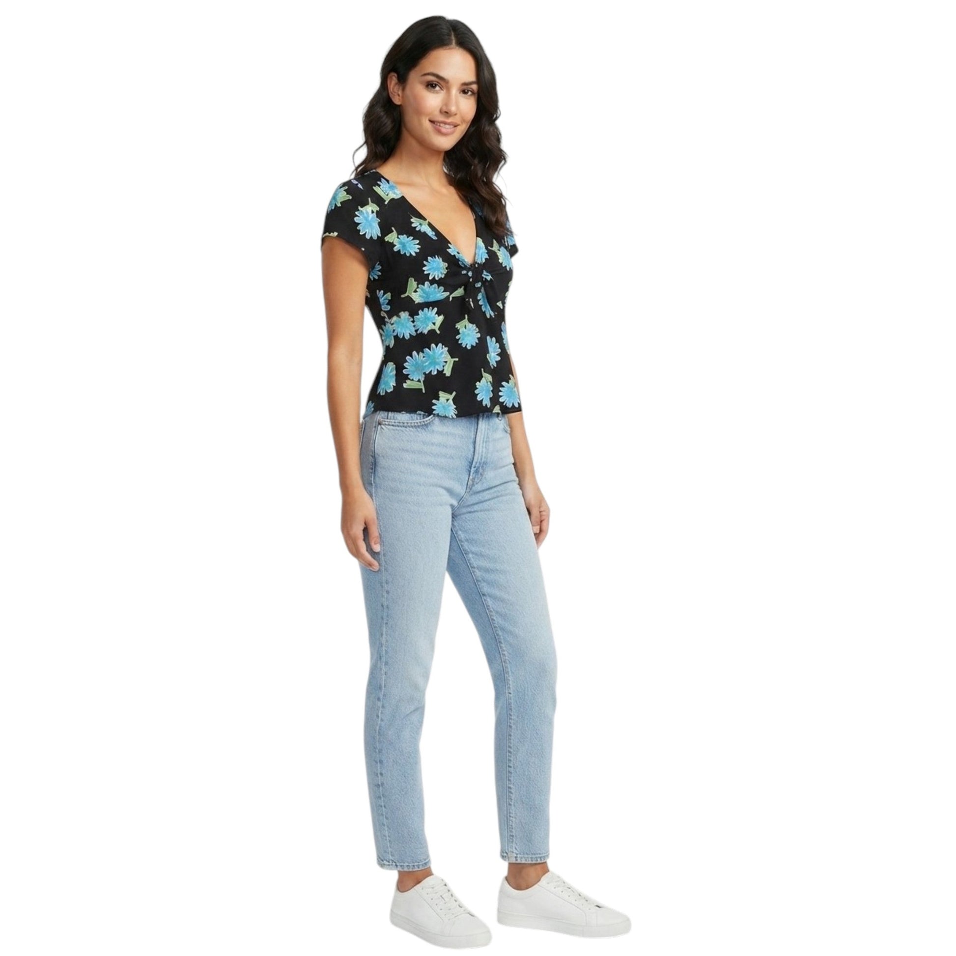 Women's Floral Printed Top,Black