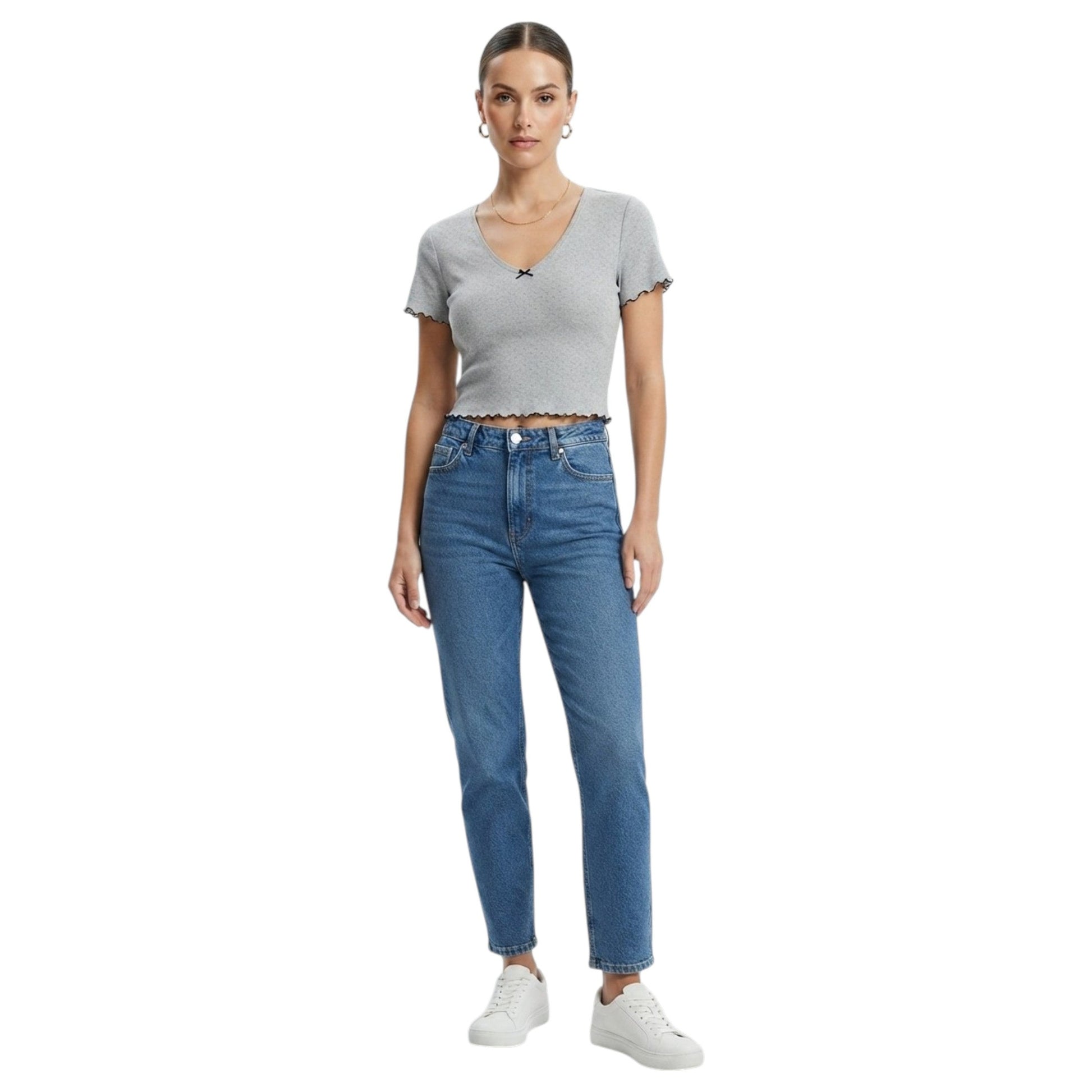 Women's Textured Crop Top,Grey