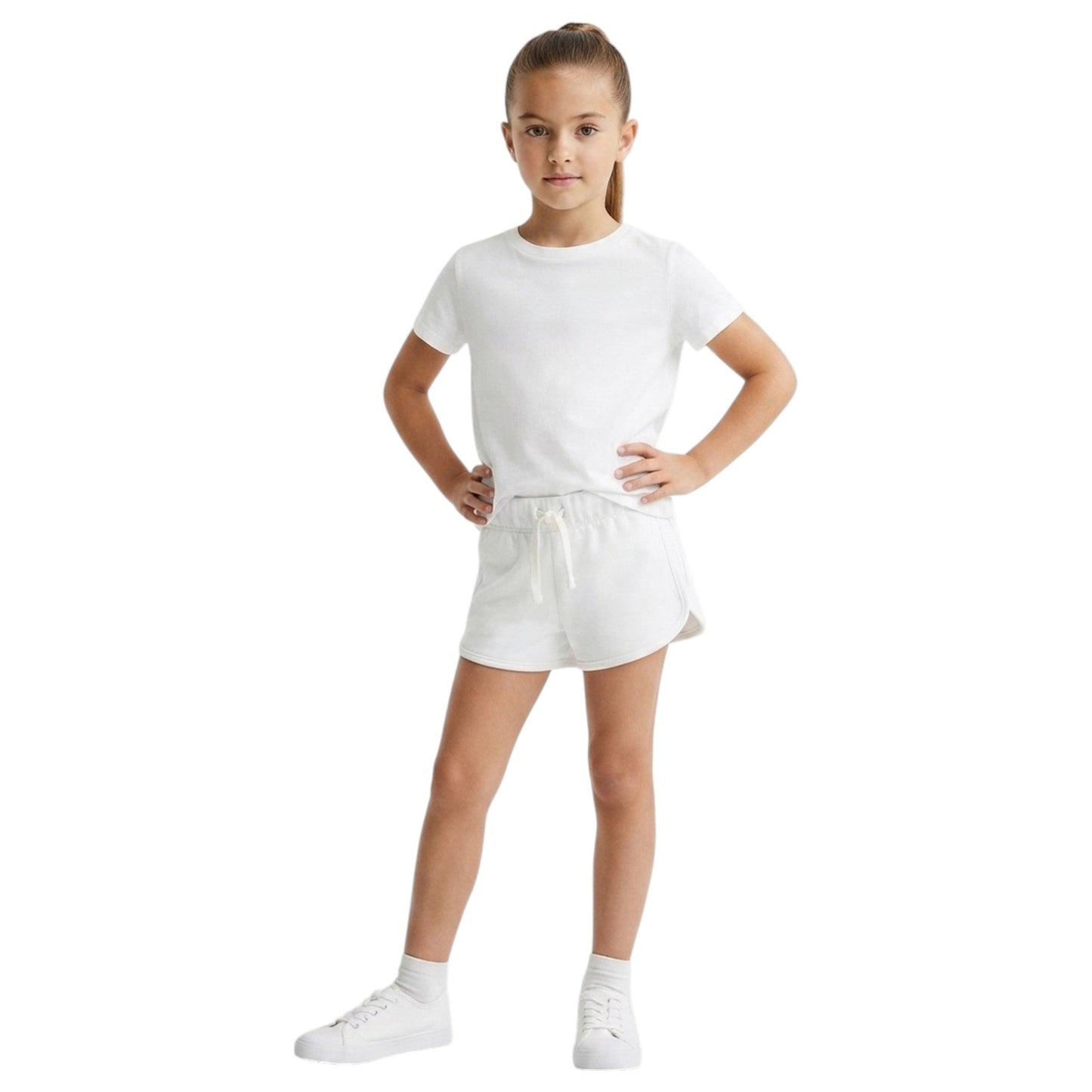 Kids Girl's Plain Solid Short,White