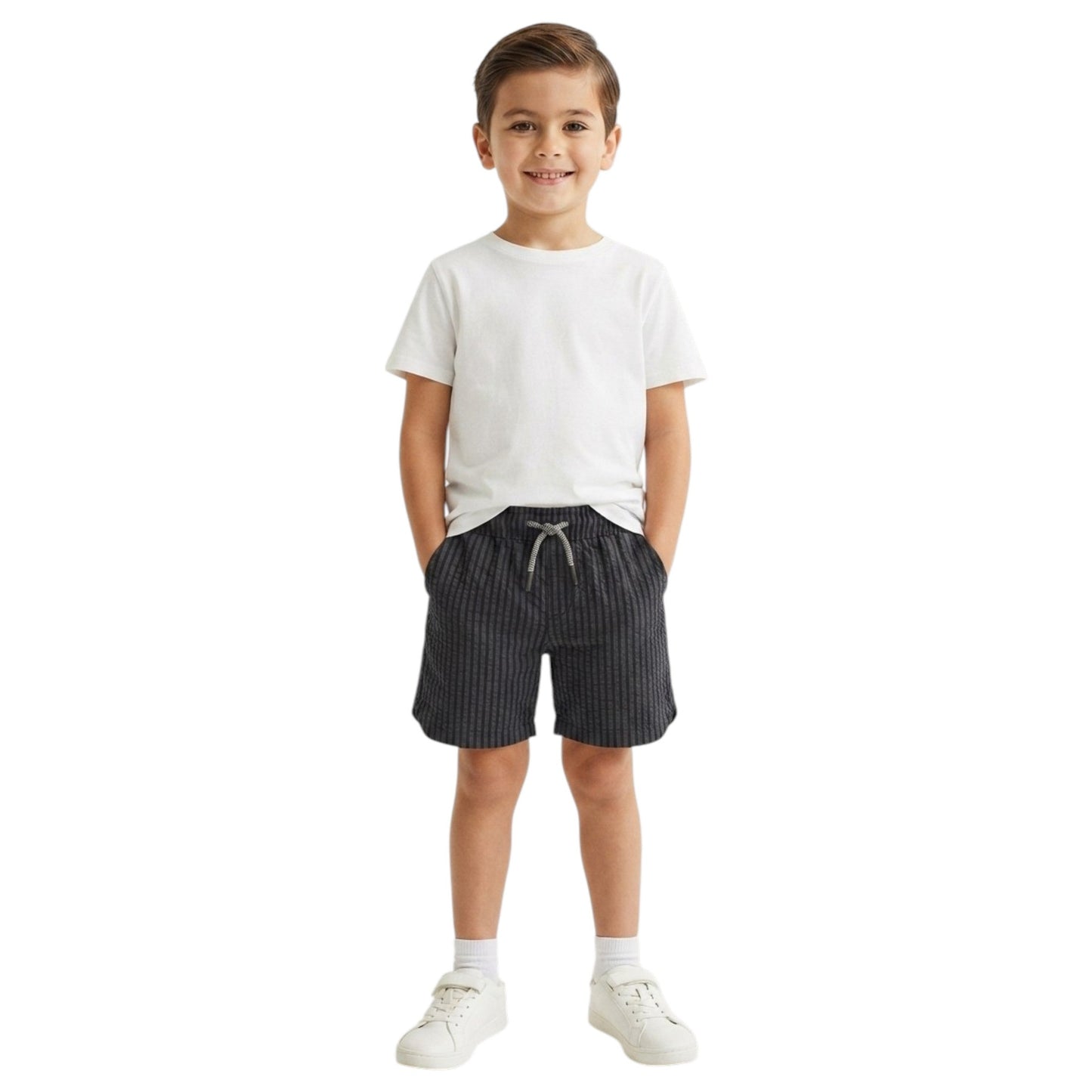 Kids Boy's Striped Short,Dark Grey/Black