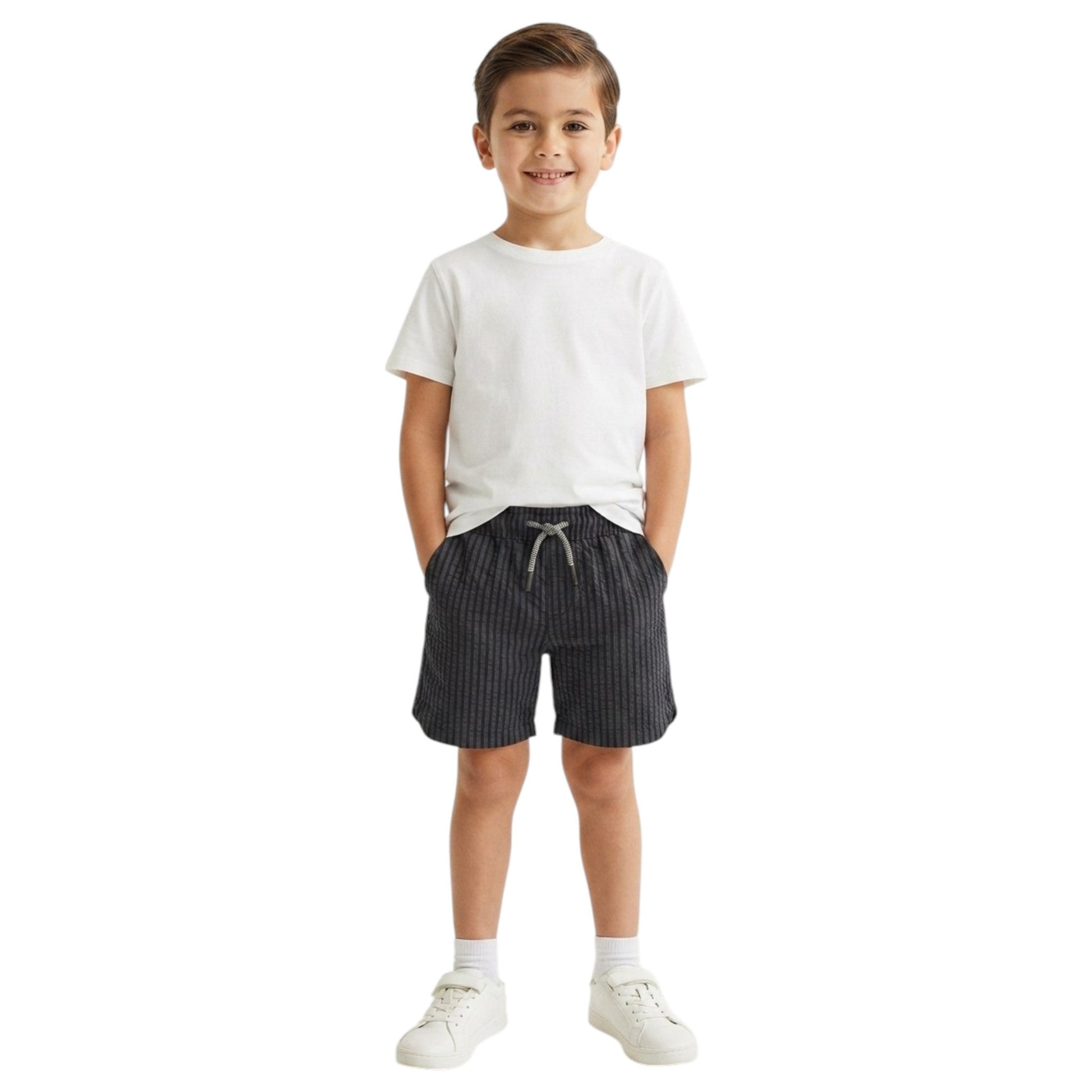 Kids Boy's Striped Short,Dark Grey/Black