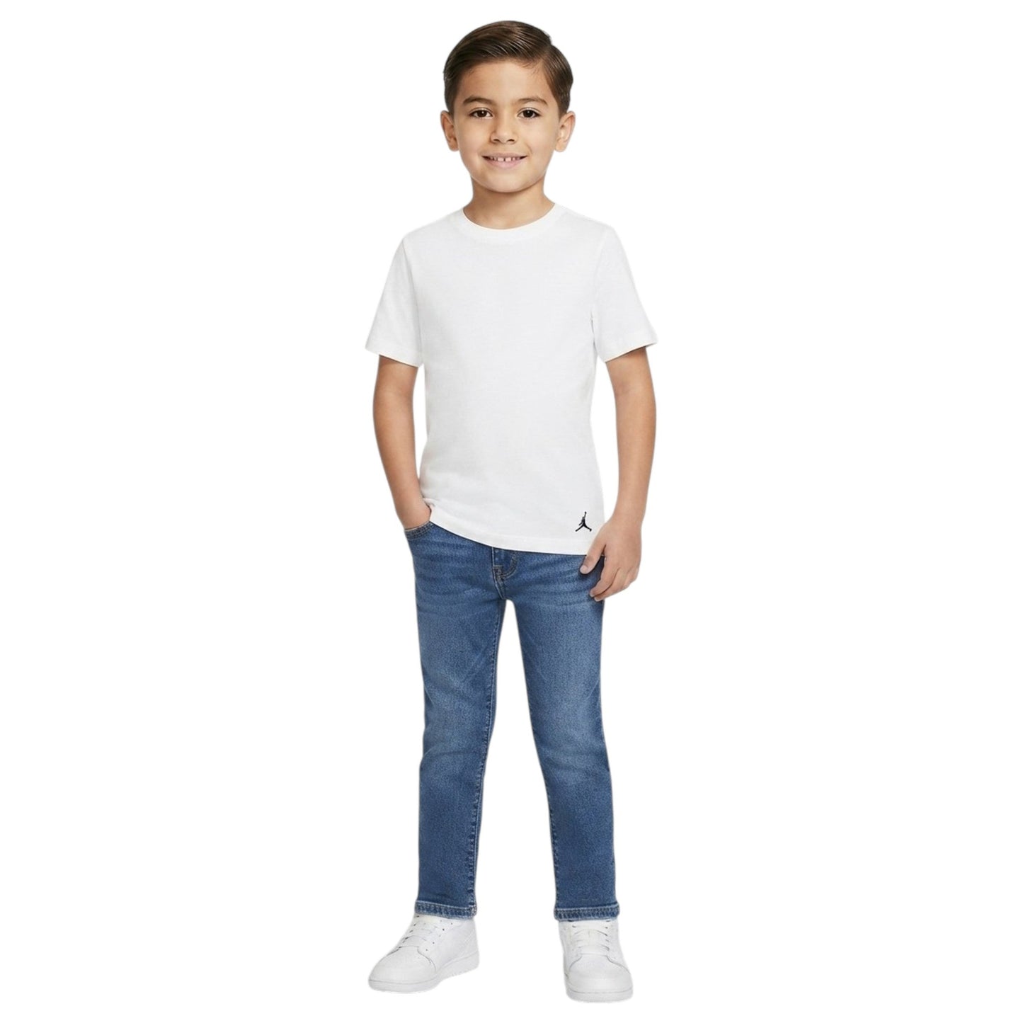 Kids Boy's Brand Logo Printed Top,White
