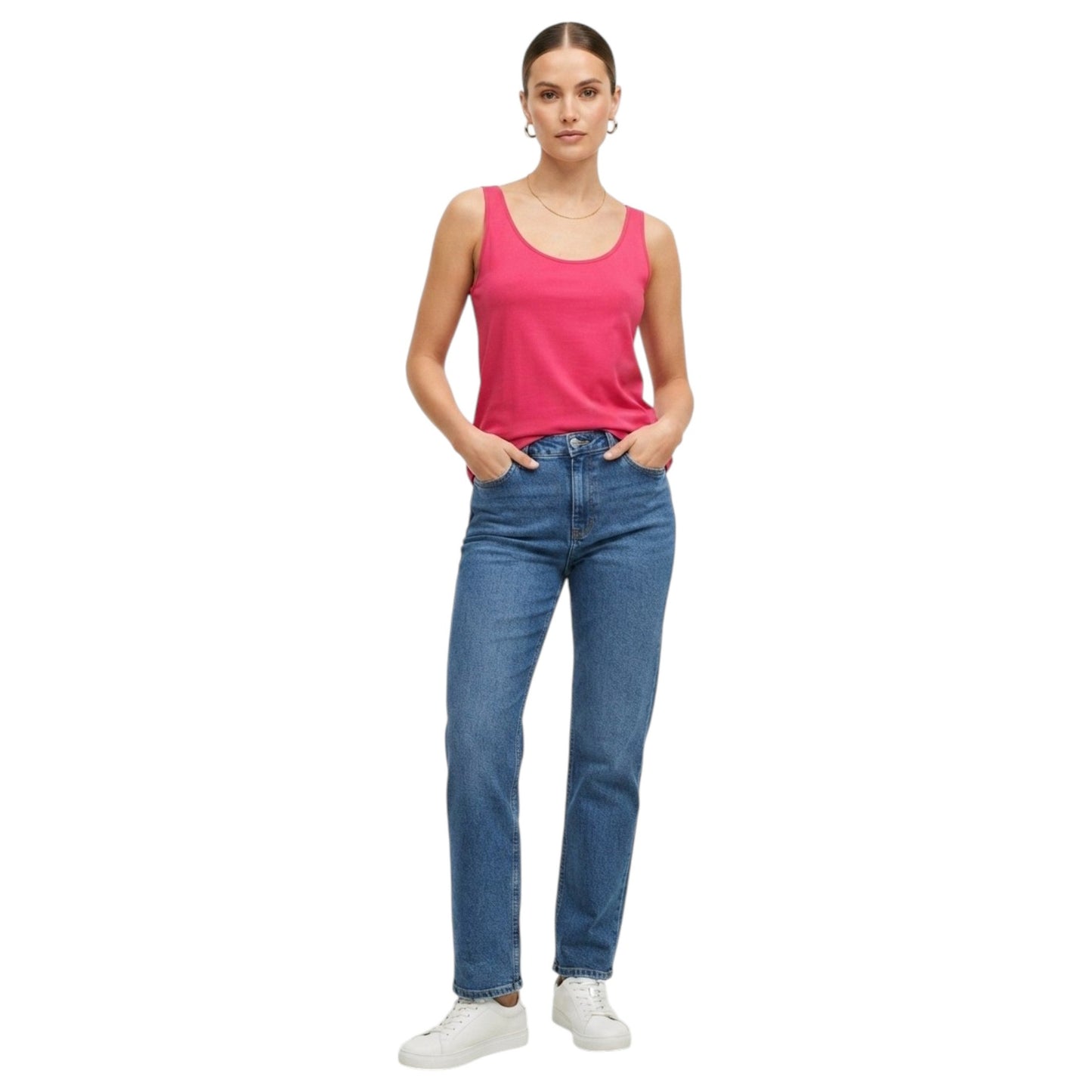 Women's Plain Solid Top,Hot Pink