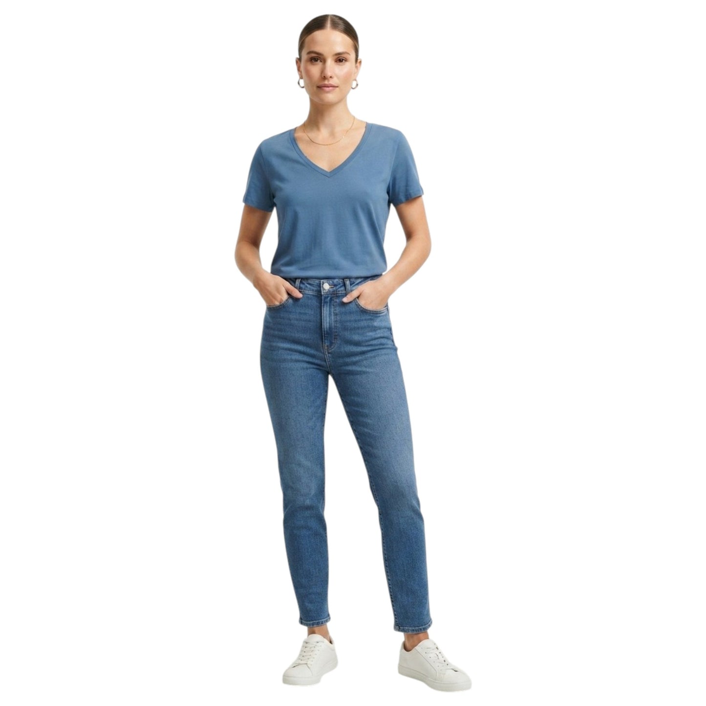 Women's Plain Solid Top,Dusty Blue