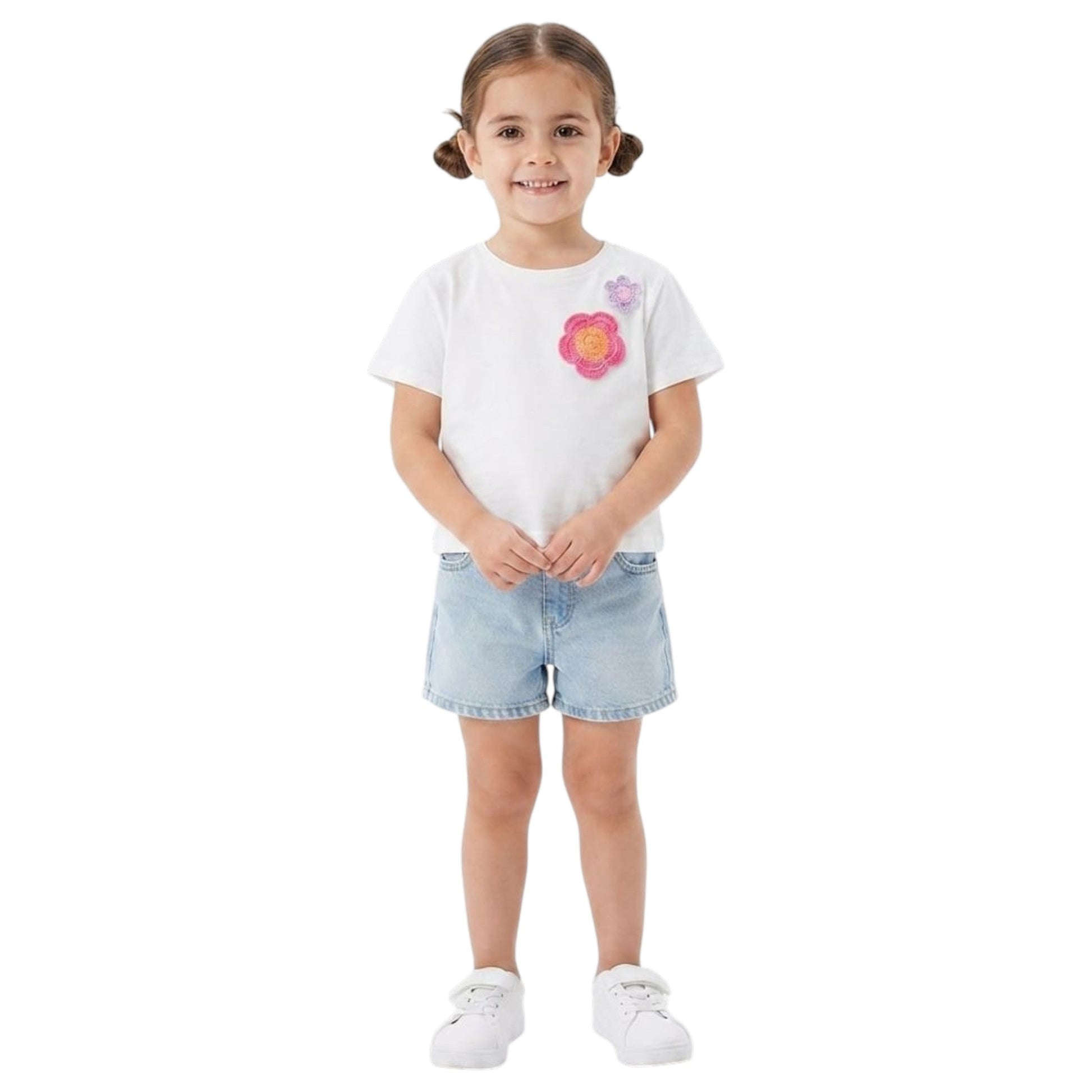 Kids Girl's Floral Printed Top,White