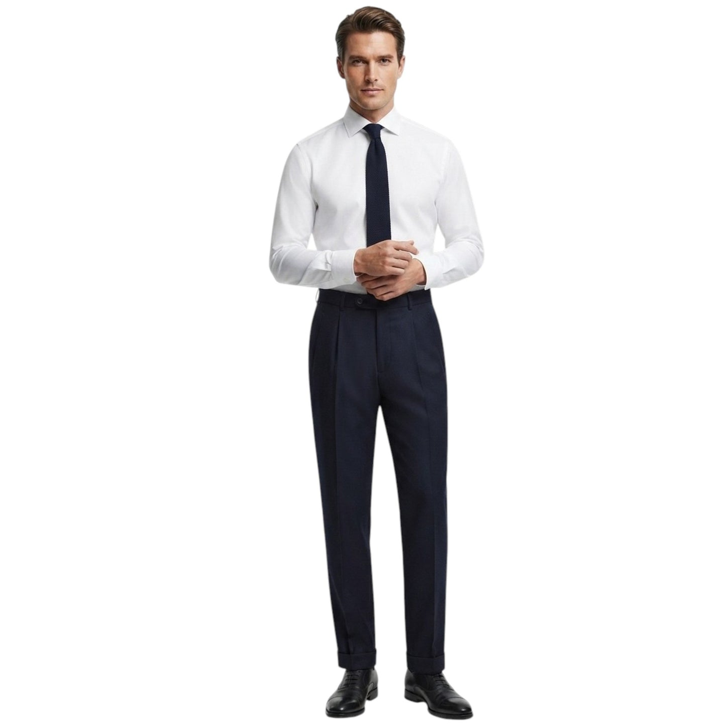 Men's Plain Solid Classic Pant,Navy