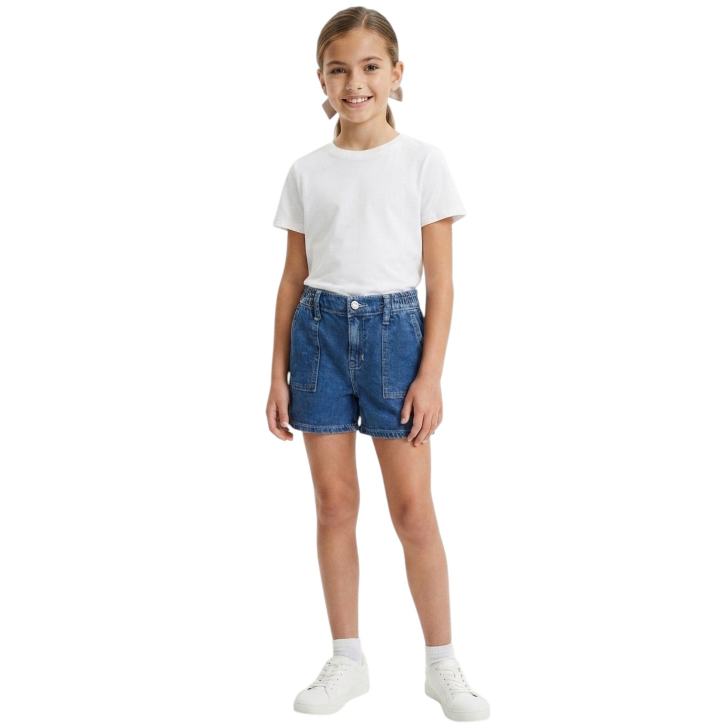 Kids Girl's Plain Jeans Short,Blue