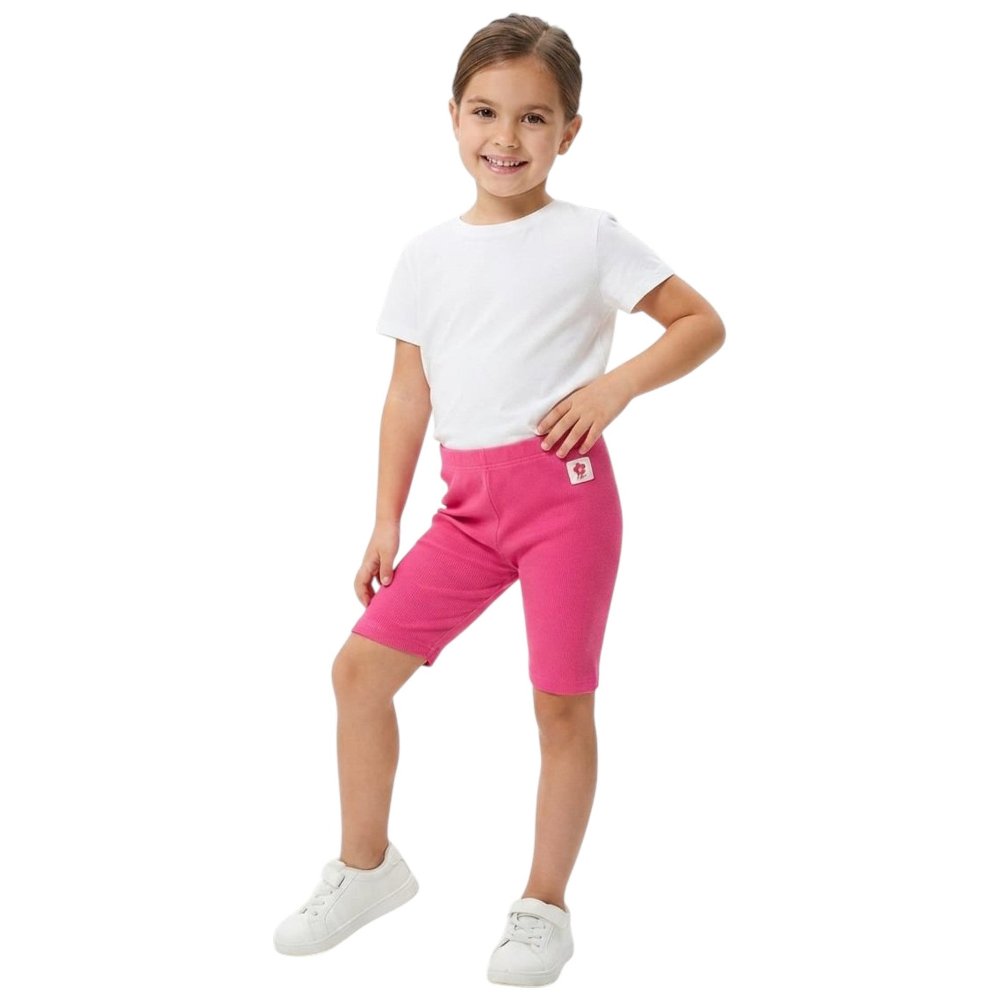 Kids Girl's Ribbed Capri Pant,Hot Pink
